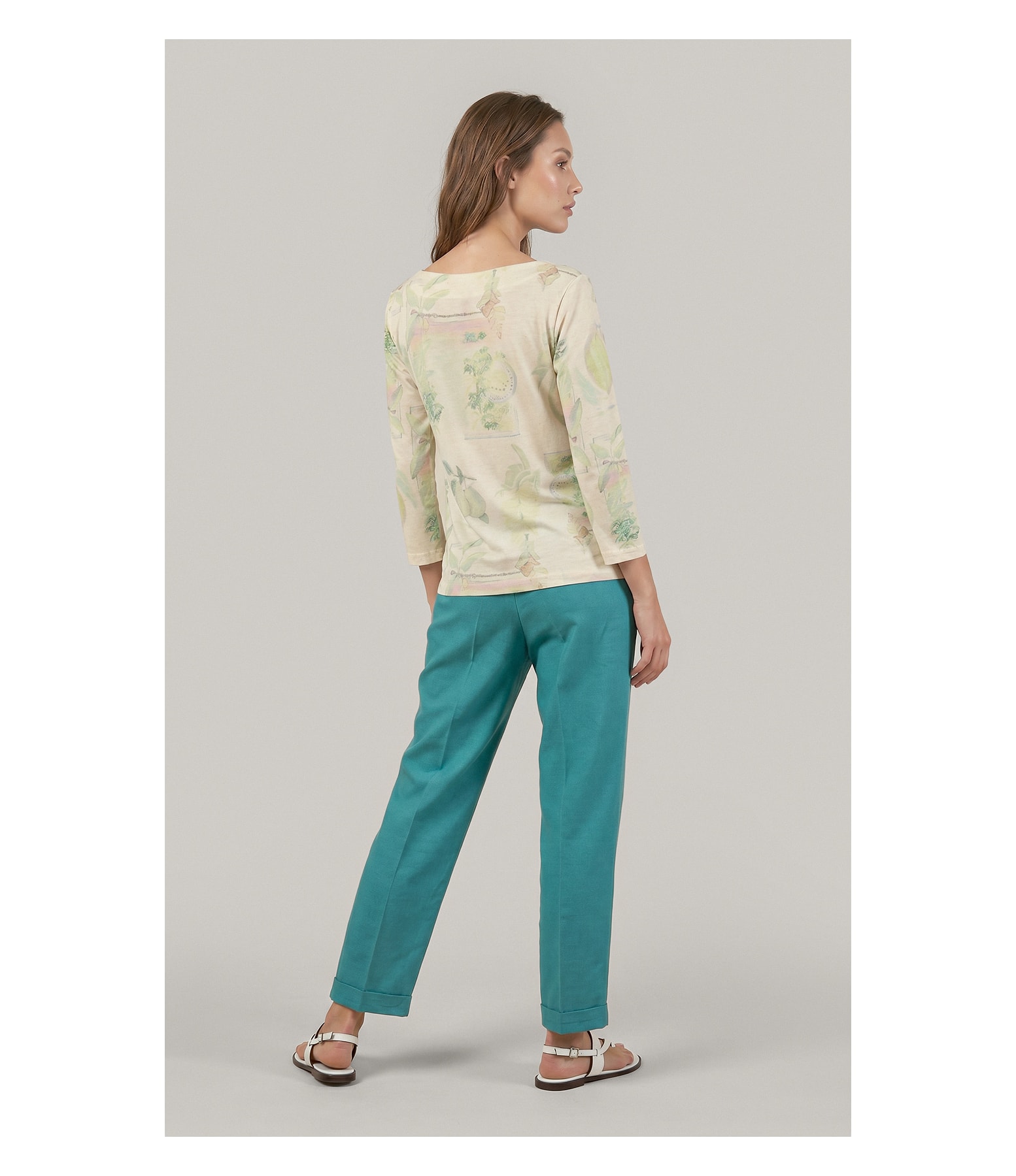 Calca Marseille Basic Fit Linho Blend Verde Jade