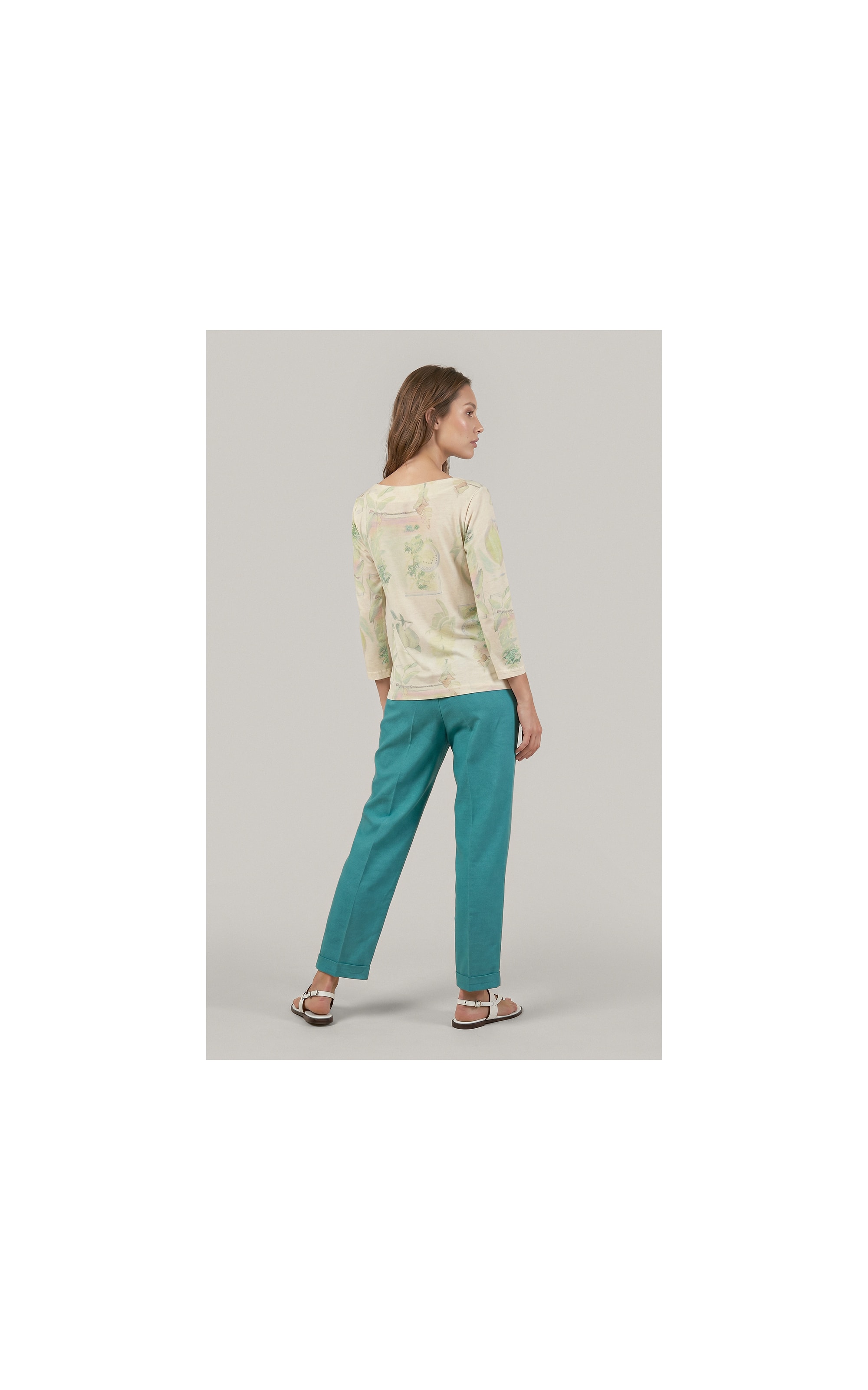 Calca Marseille Basic Fit Linho Blend Verde Jade