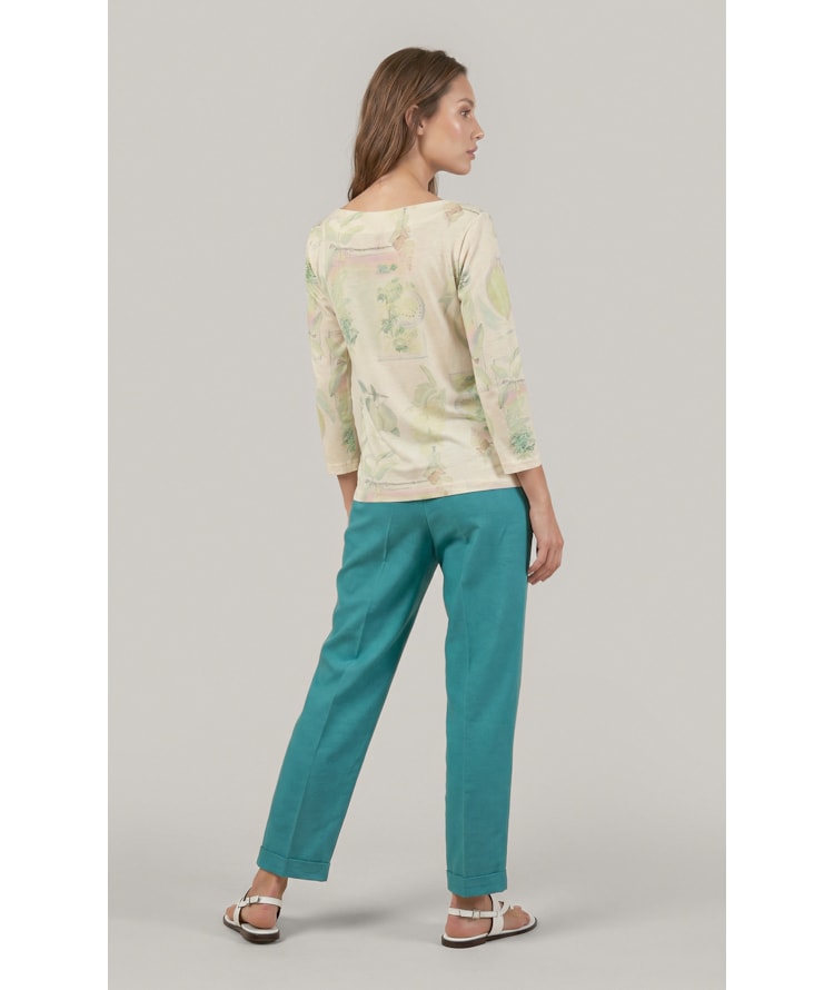 Calca Marseille Basic Fit Linho Blend Verde Jade
