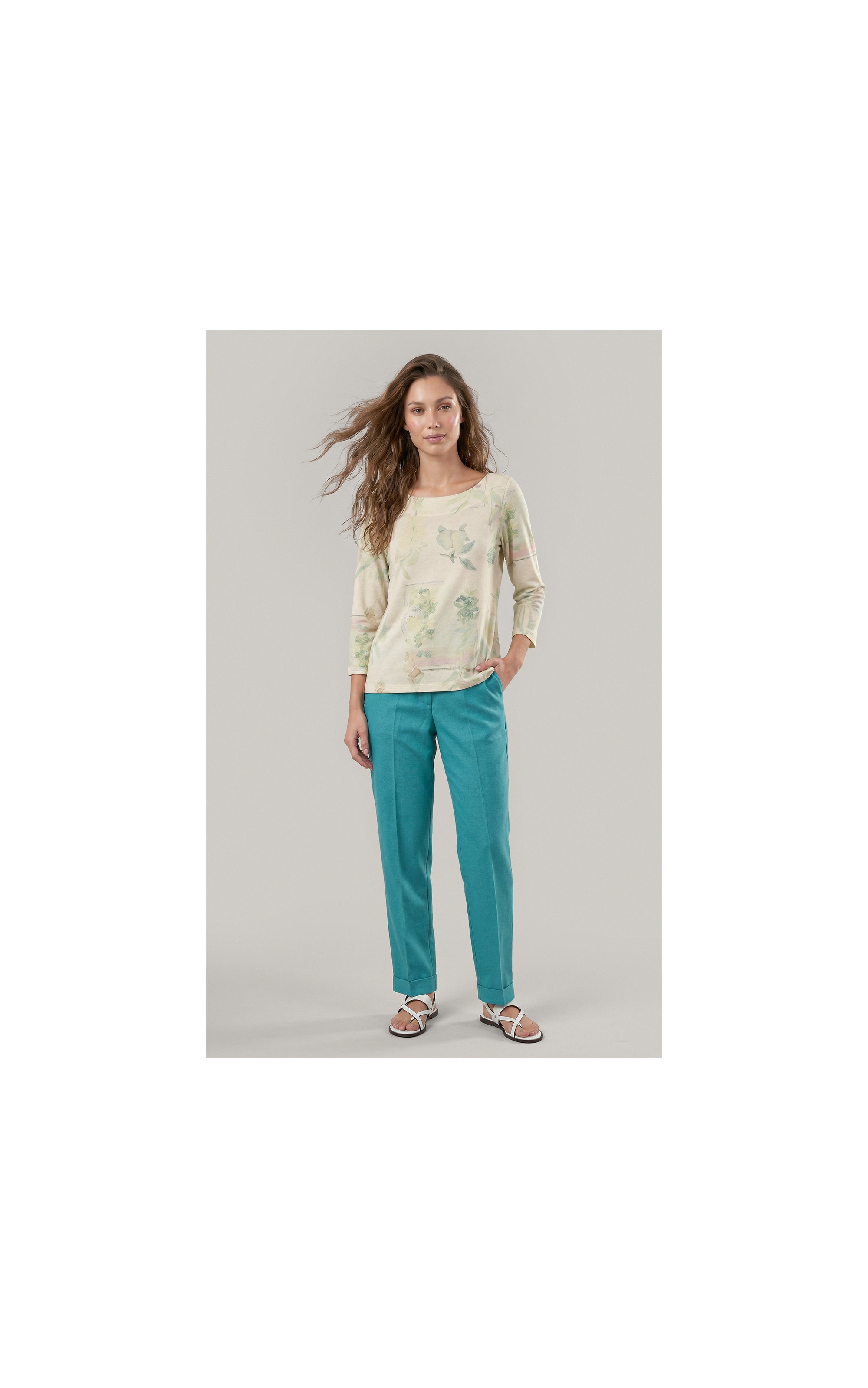 Calca Marseille Basic Fit Linho Blend Verde Jade