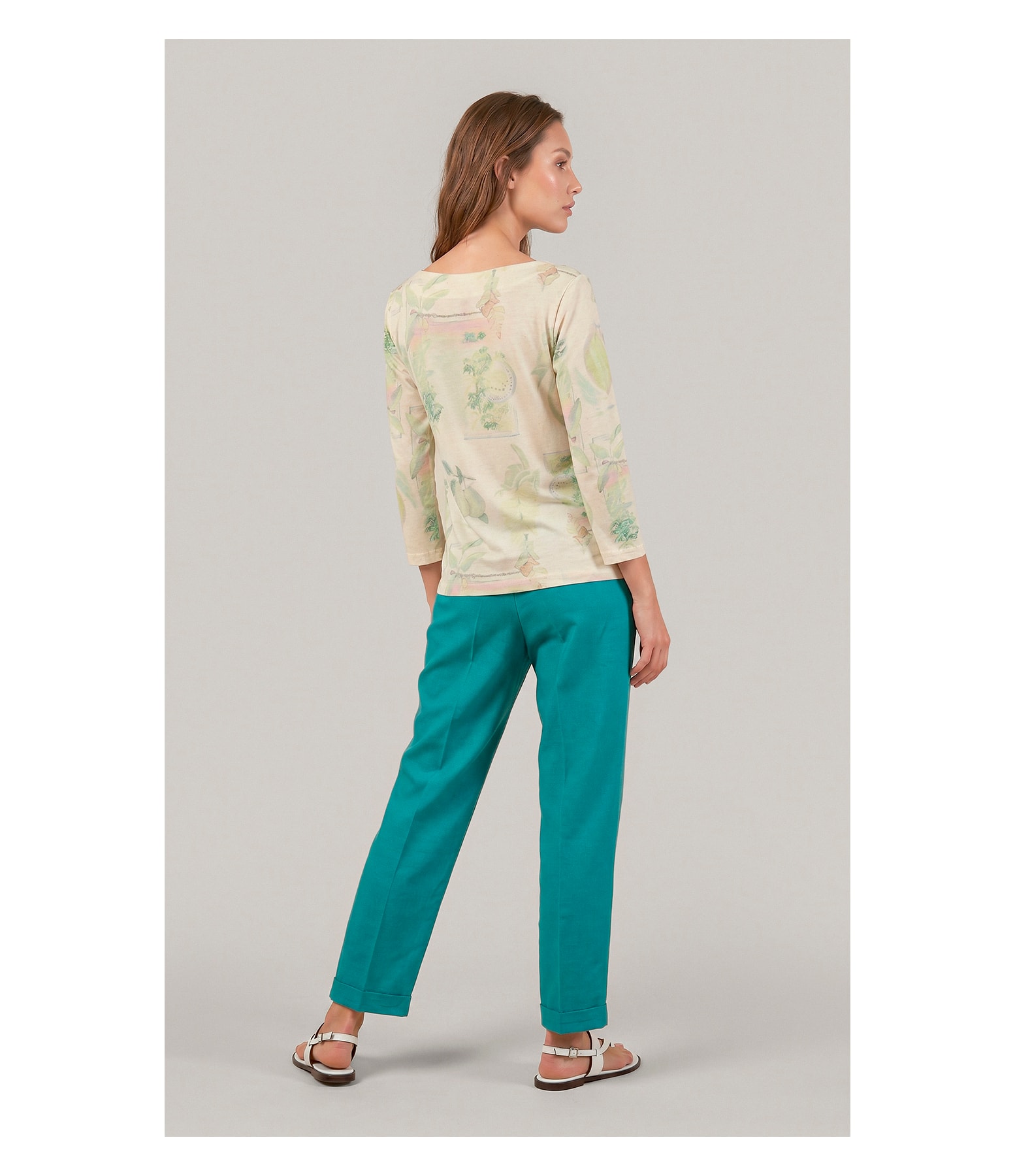 Calca Marseille Basic Fit Linho Blend Verde Jade