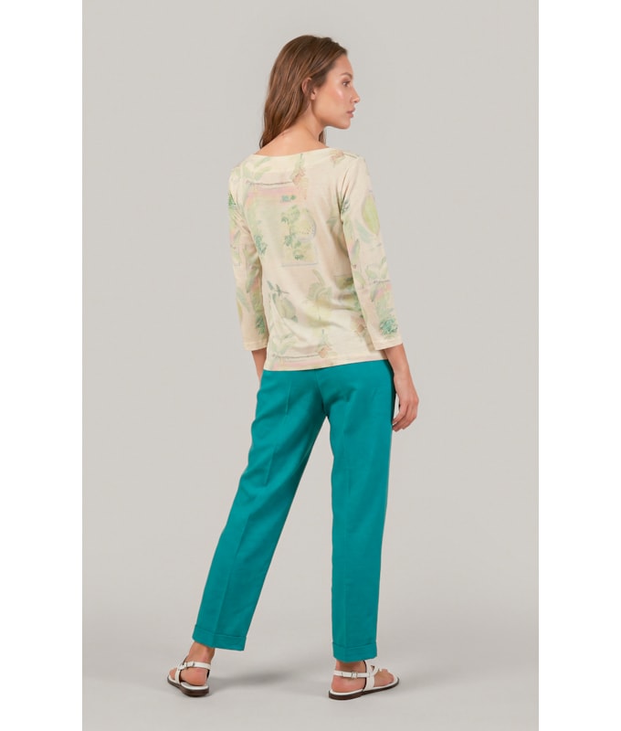 Calca Marseille Basic Fit Linho Blend Verde Jade