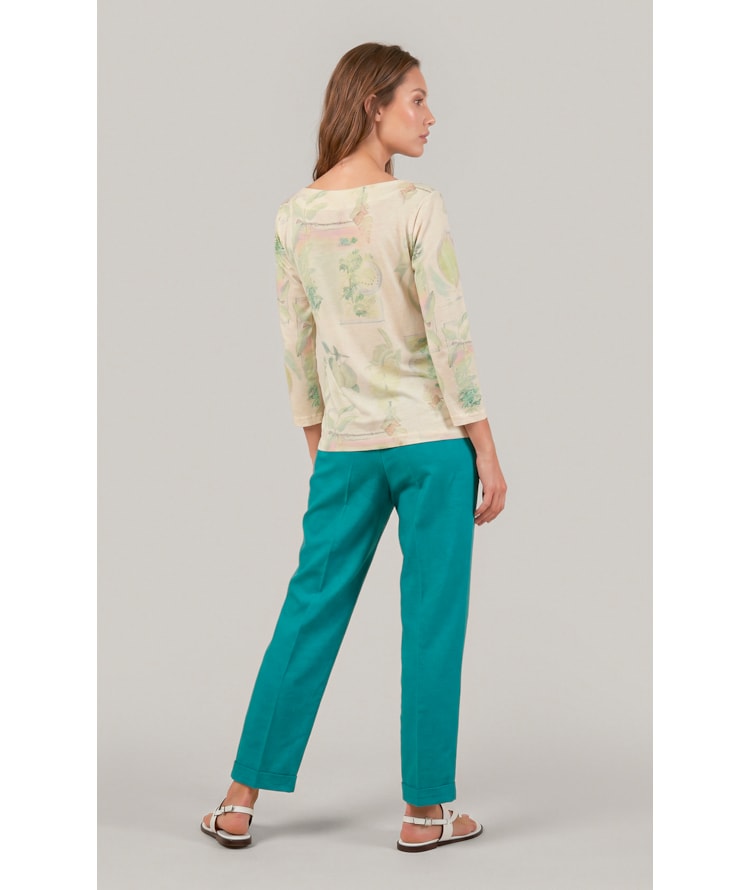 Calca Marseille Basic Fit Linho Blend Verde Jade