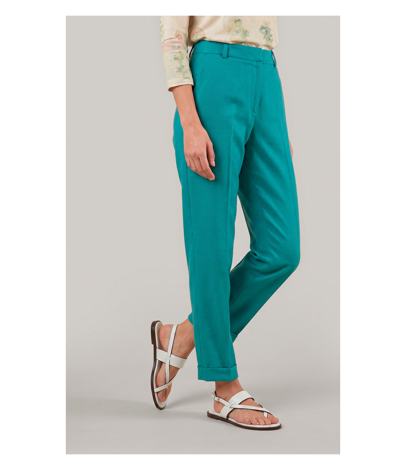 Calca Marseille Basic Fit Linho Blend Verde Jade