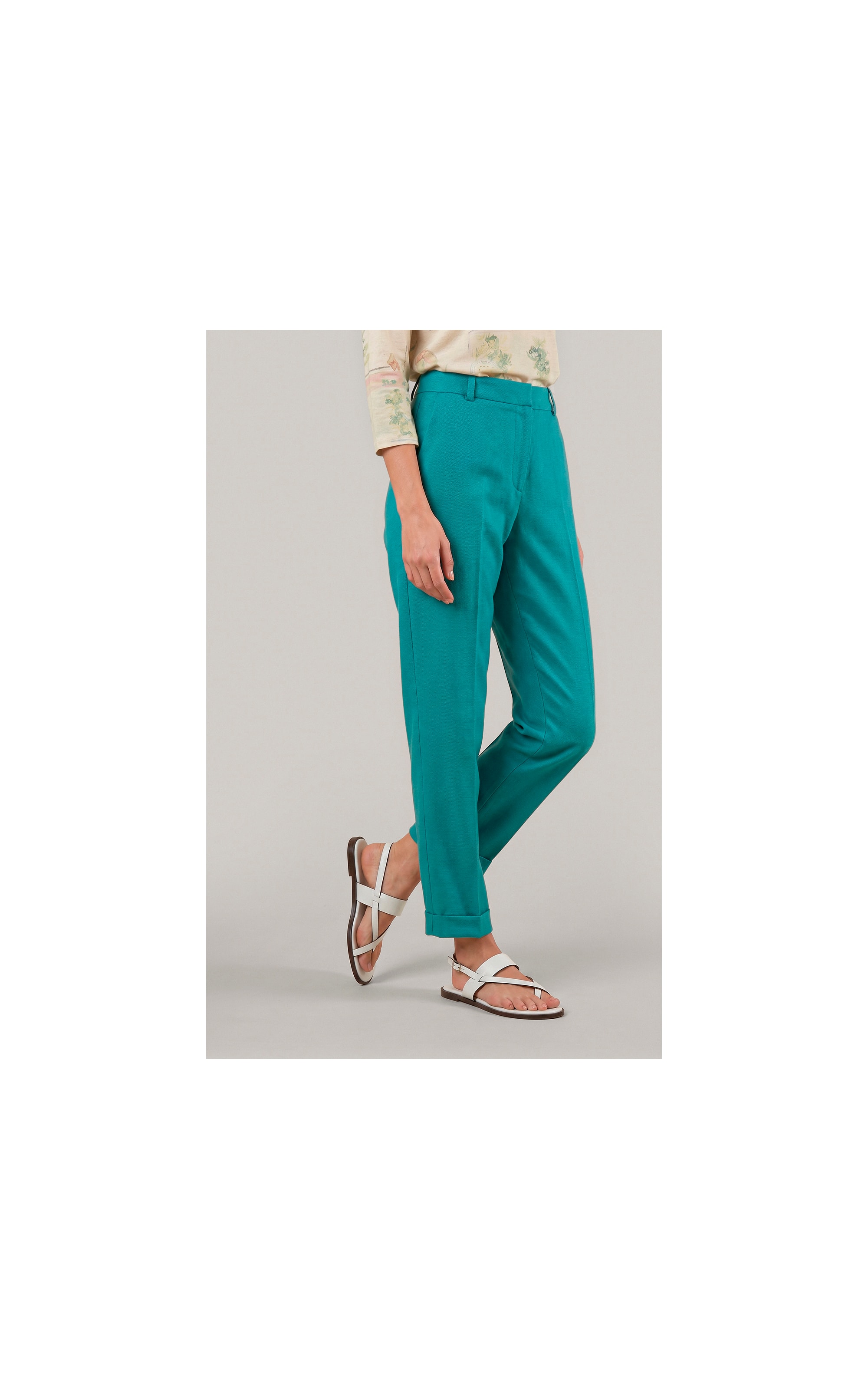 Calca Marseille Basic Fit Linho Blend Verde Jade