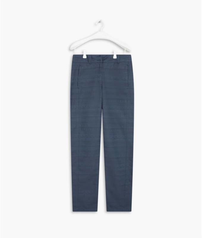 Calça Milena Jacquard Linho Blend Dark Navy