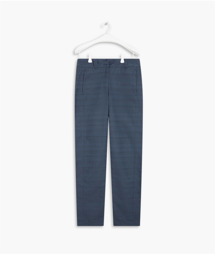 Calça Milena Jacquard Linho Blend Dark Navy