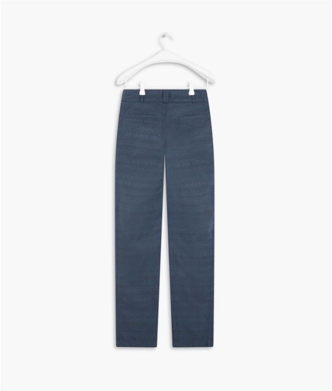Calça Milena Jacquard Linho Blend Dark Navy
