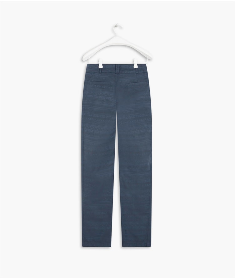 Calça Milena Jacquard Linho Blend Dark Navy
