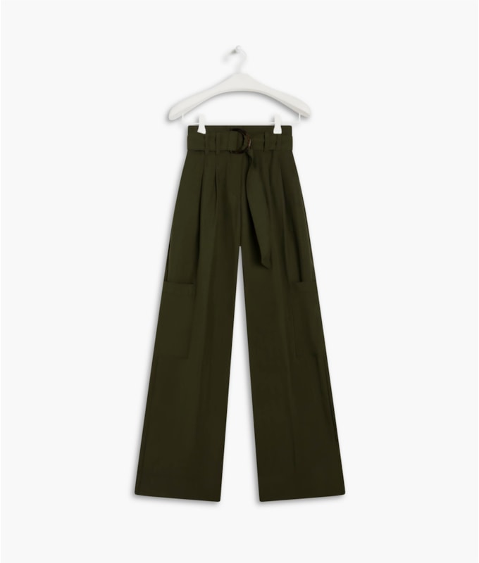 Calça Oversized Cargo Wa Verde Militar