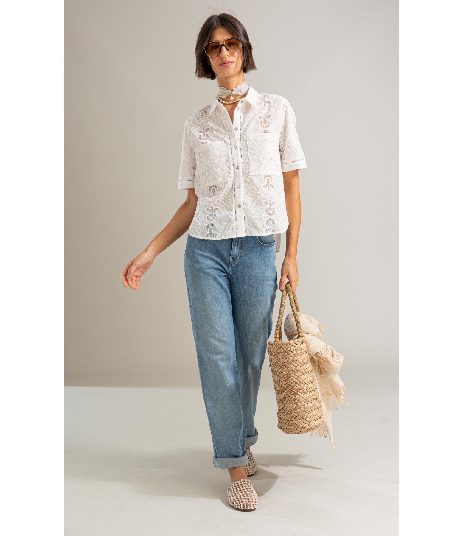 Calca Patt d Eph 5 Pockets Blue Stretch Lav. Claro C/ Pincelado 2169-Lav. Claro