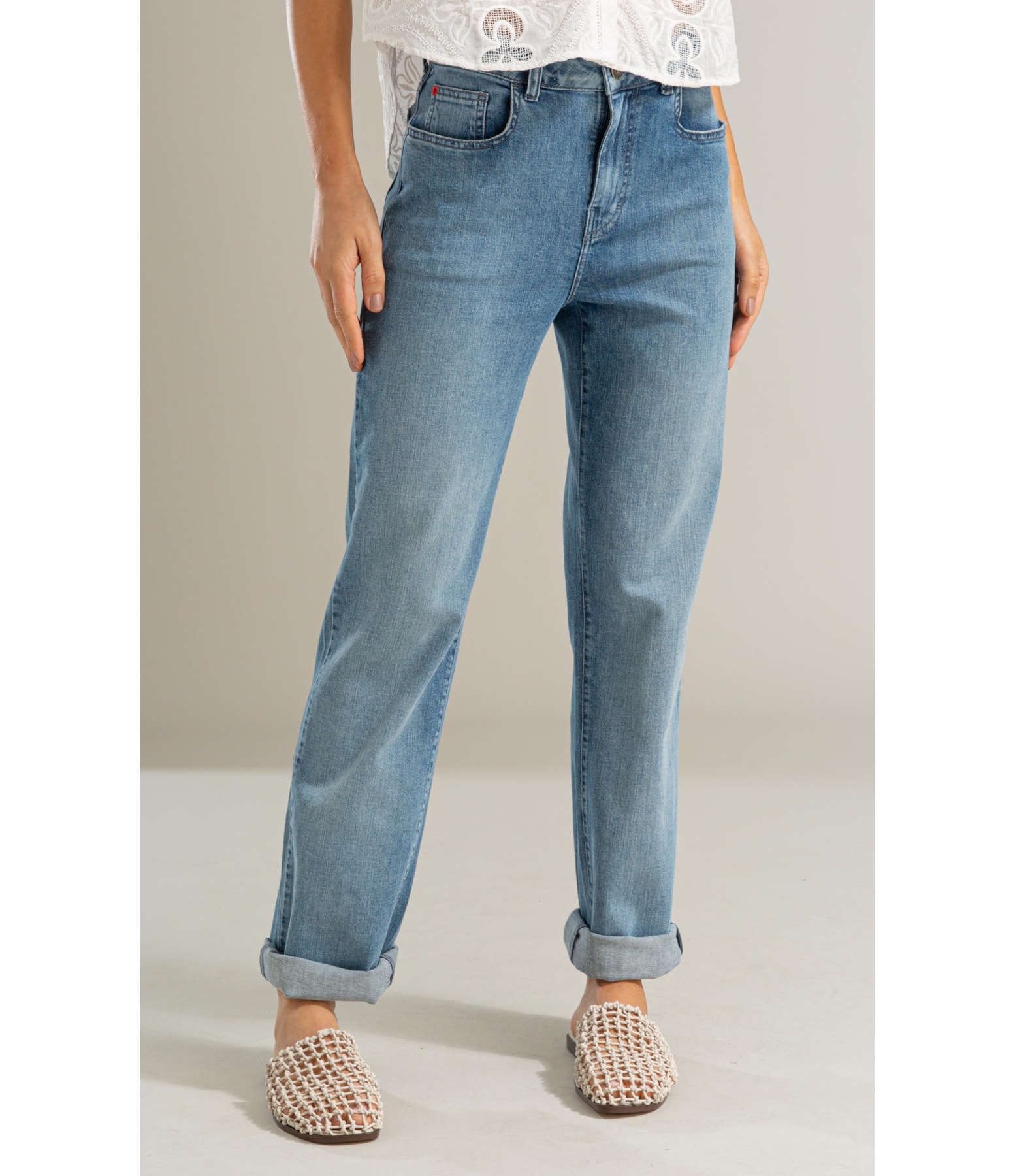 Calca Patt d Eph 5 Pockets Blue Stretch Lav. Claro C/ Pincelado 2169-Lav. Claro