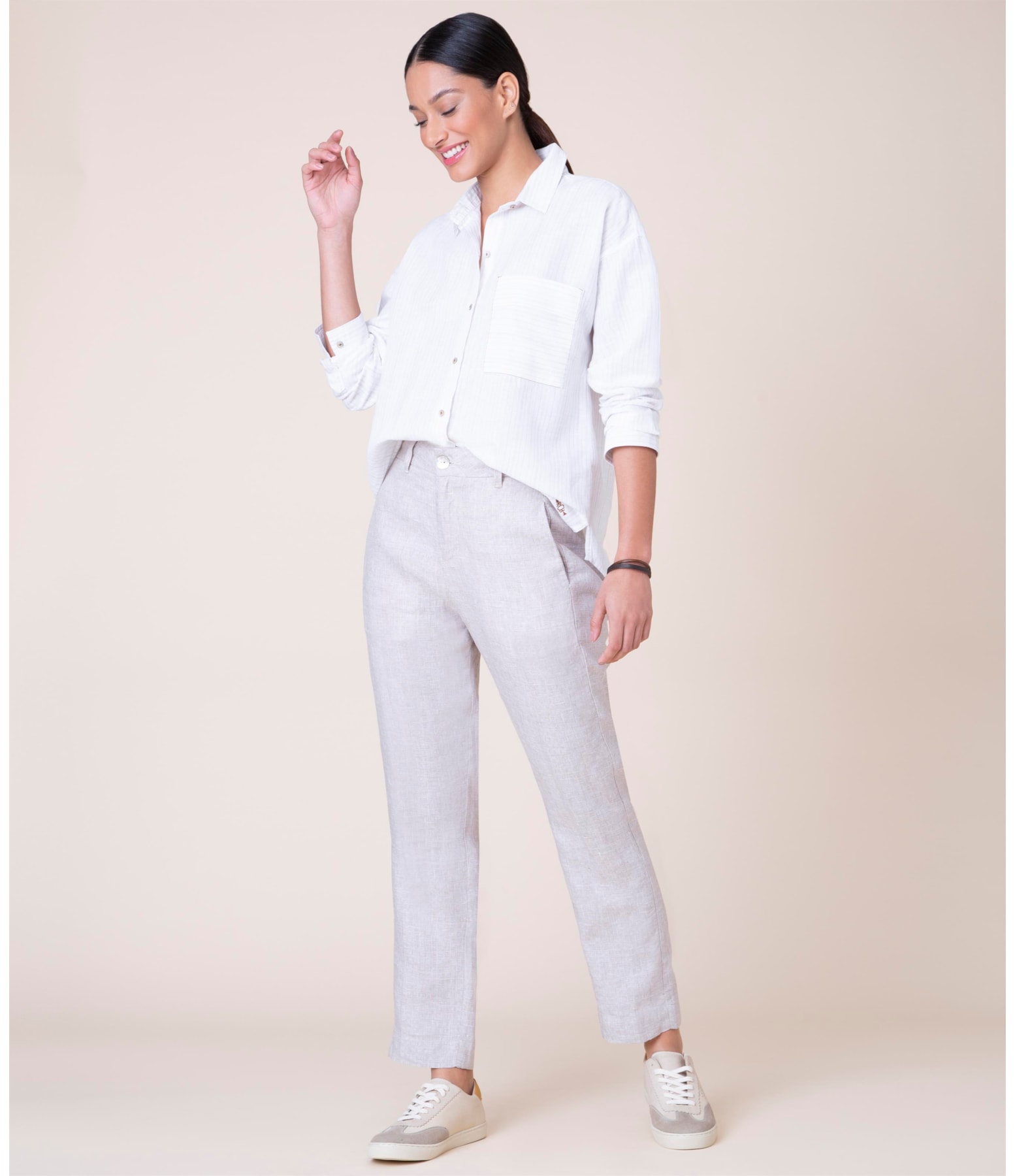 Calça Puro Linho  Analis Caqui