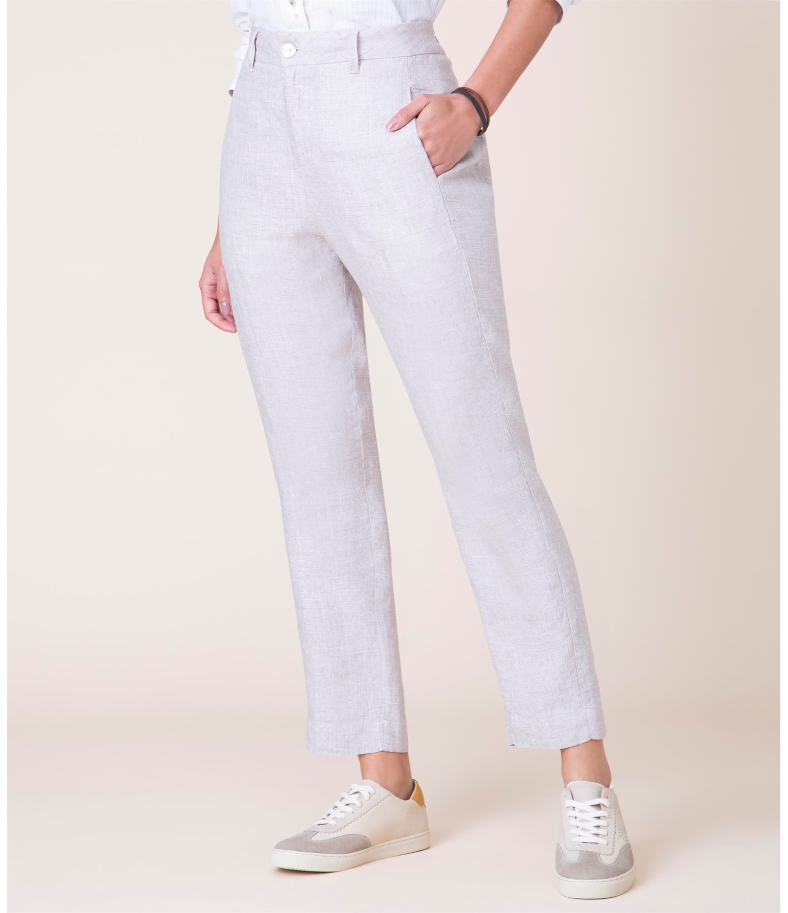 Calça Puro Linho  Analis Caqui