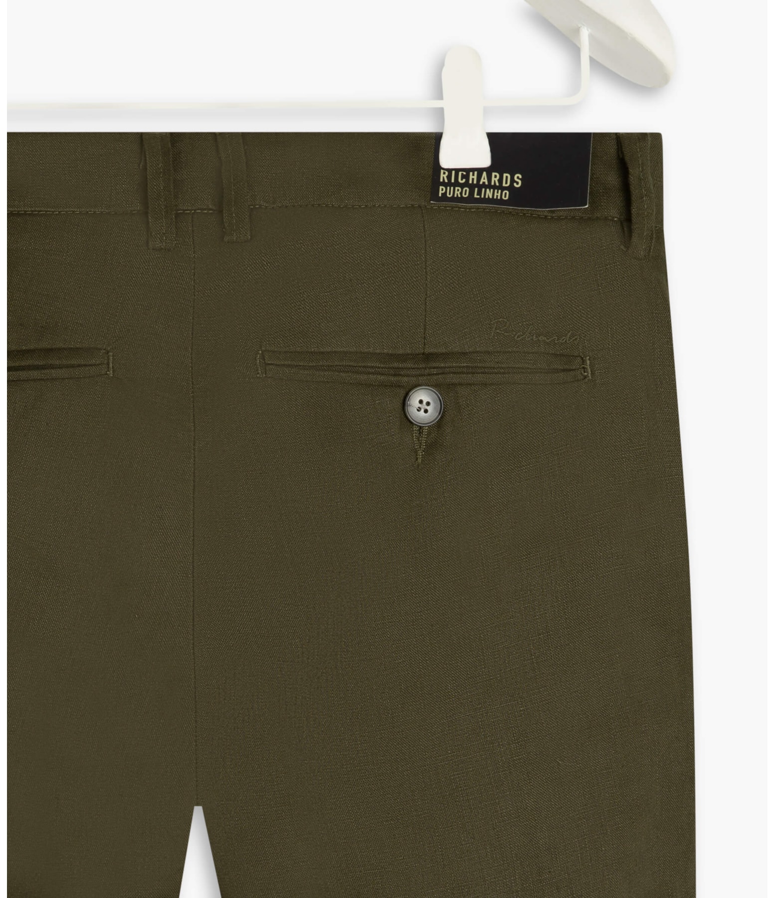 Calça  Puro Linho  Chino Li Verde Militar