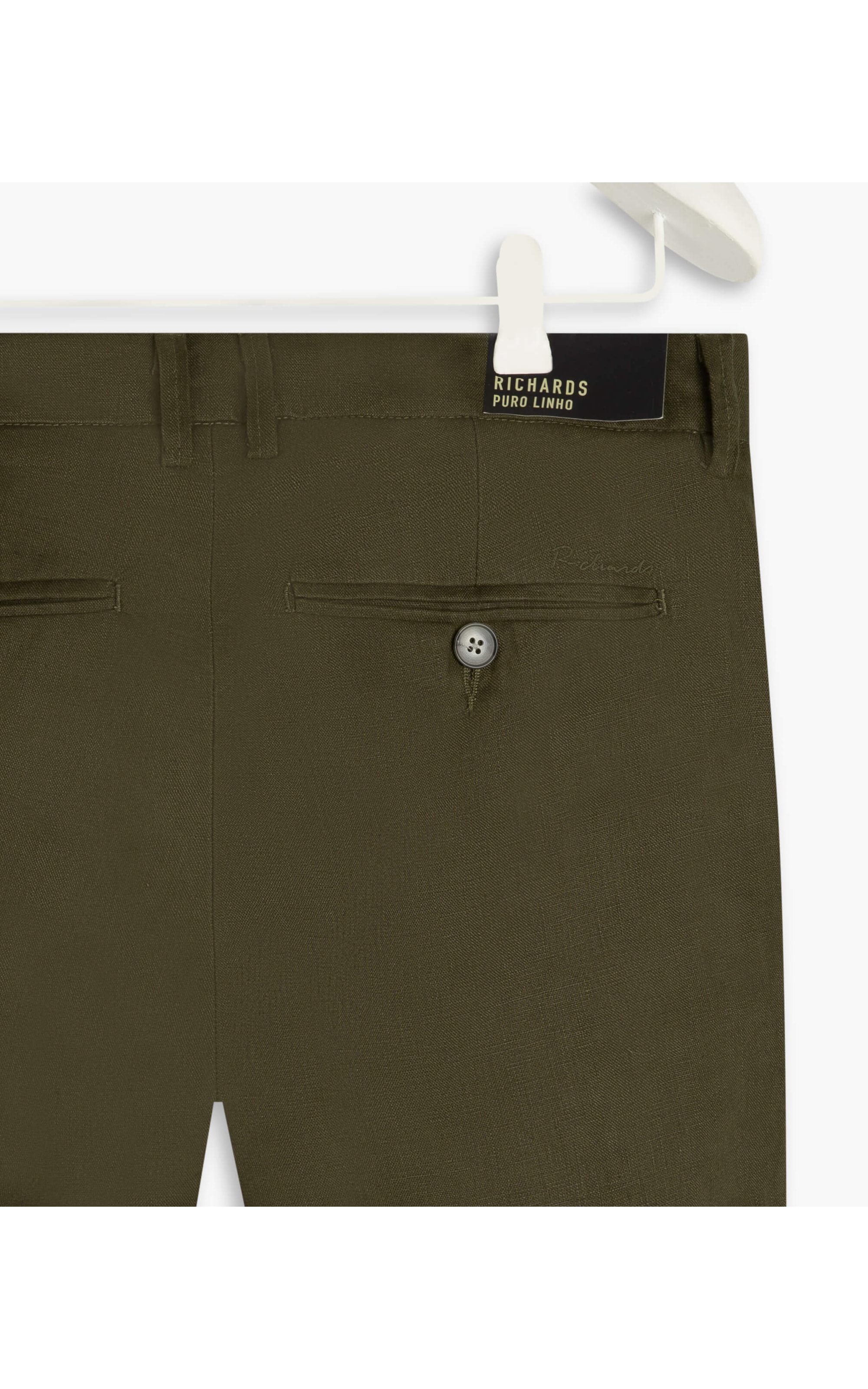 Calça  Puro Linho  Chino Li Verde Militar