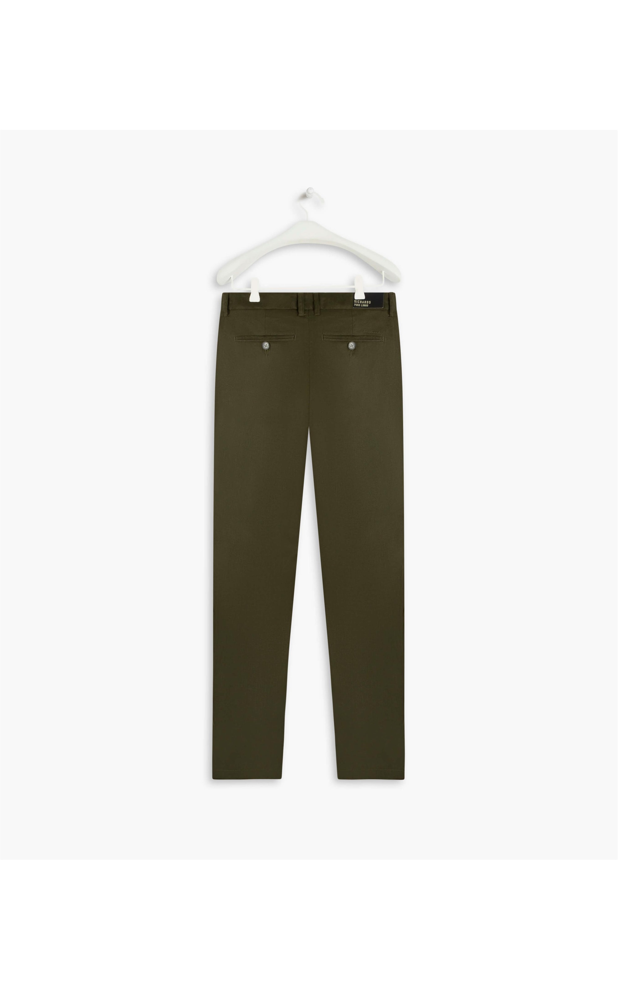 Calça  Puro Linho  Chino Li Verde Militar