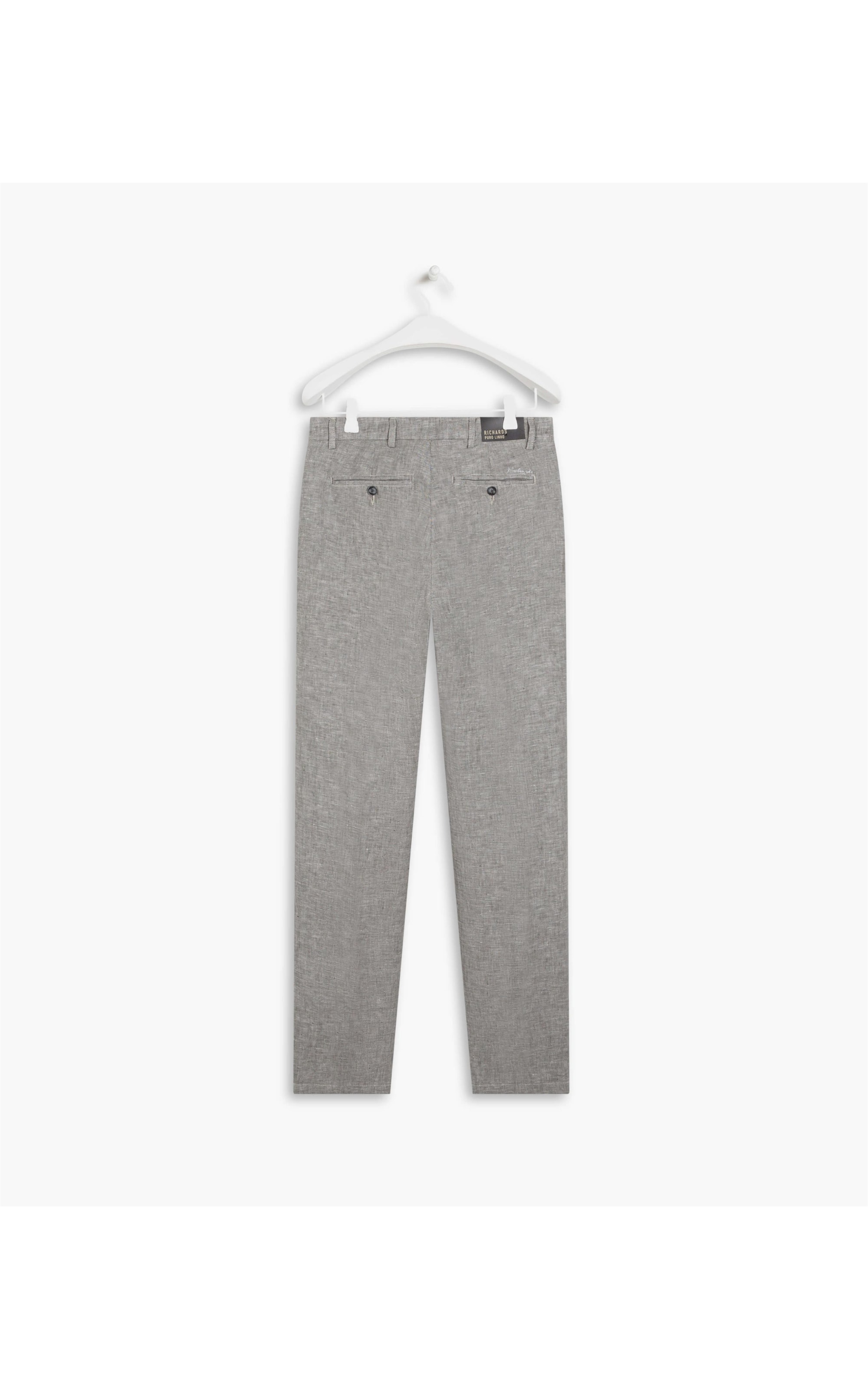 Calça  Puro Linho Chino Lift Ft Cinza Mescla
