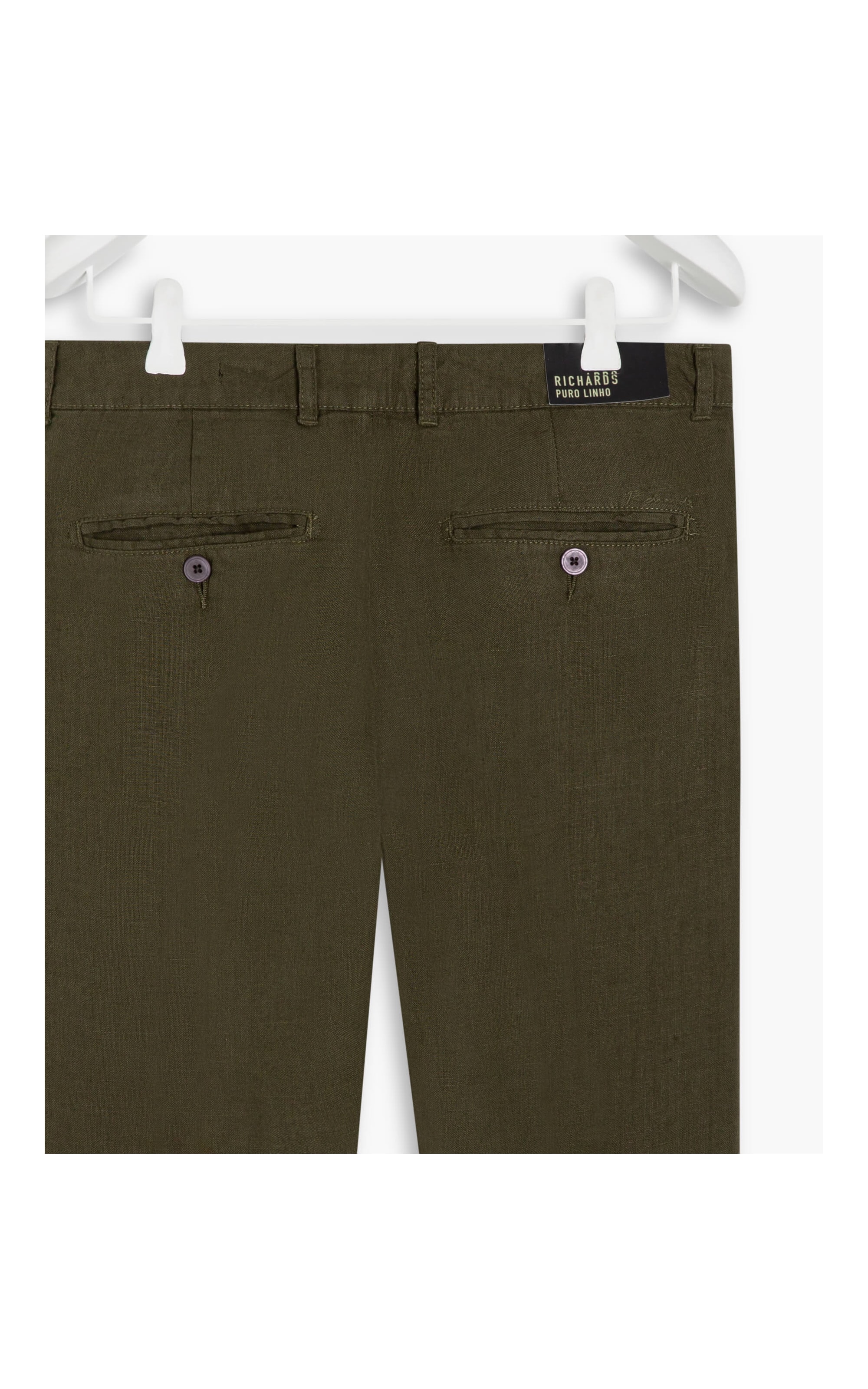 Calça Puro Linho Chino Lipat Uni Verde Militar