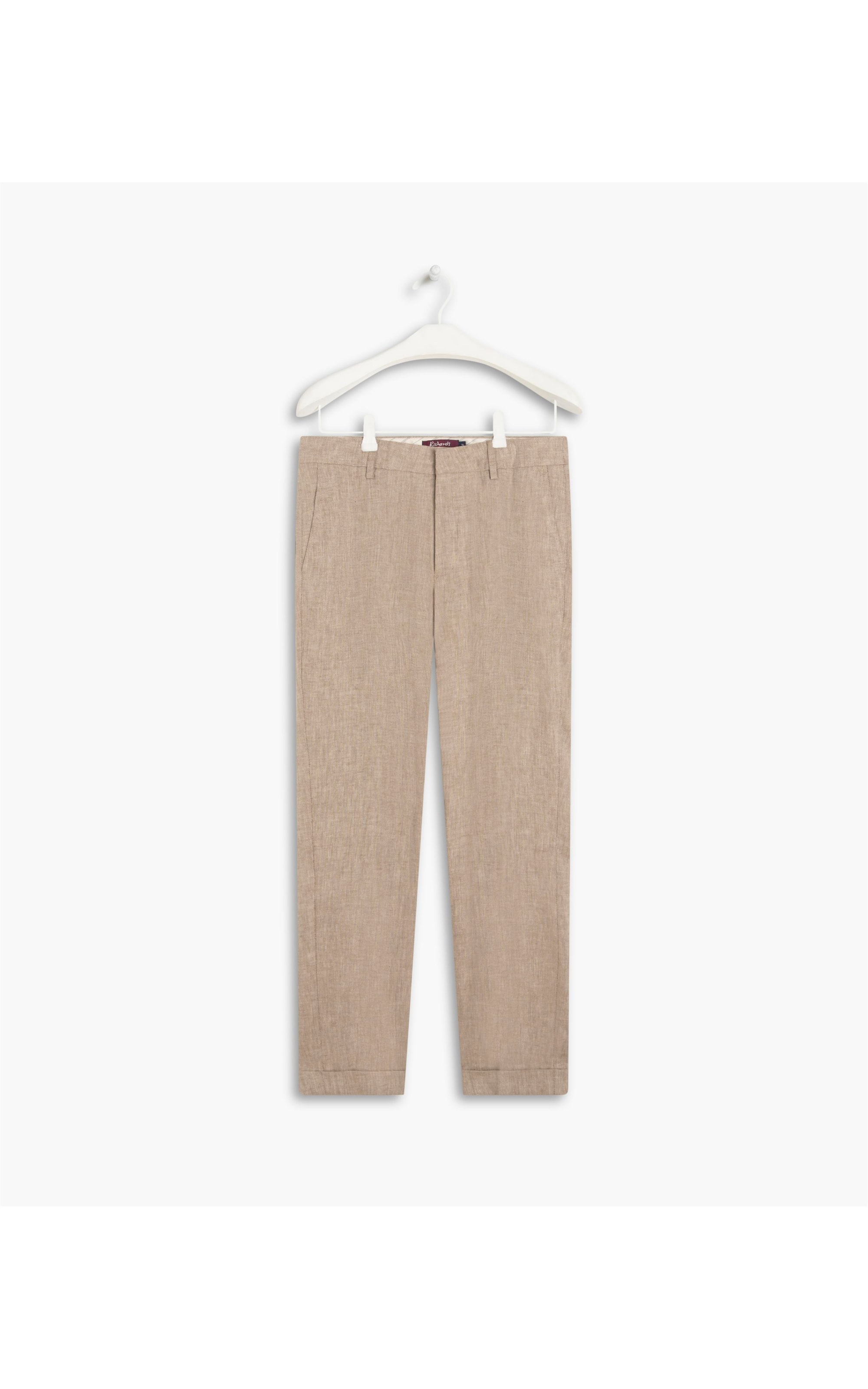 Calça  Puro Linho Marseille Fishbone Caqui