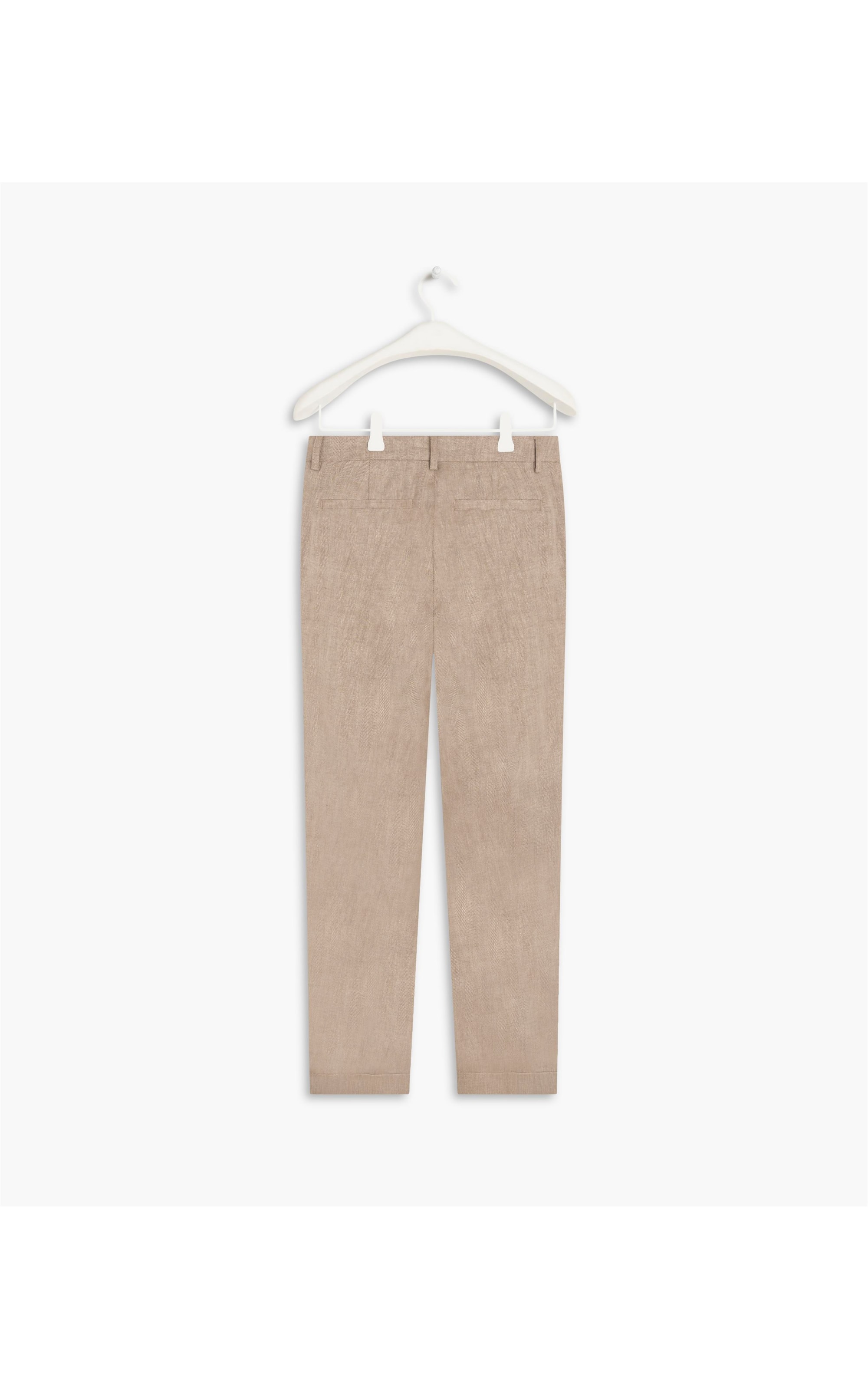 Calça  Puro Linho Marseille Fishbone Caqui