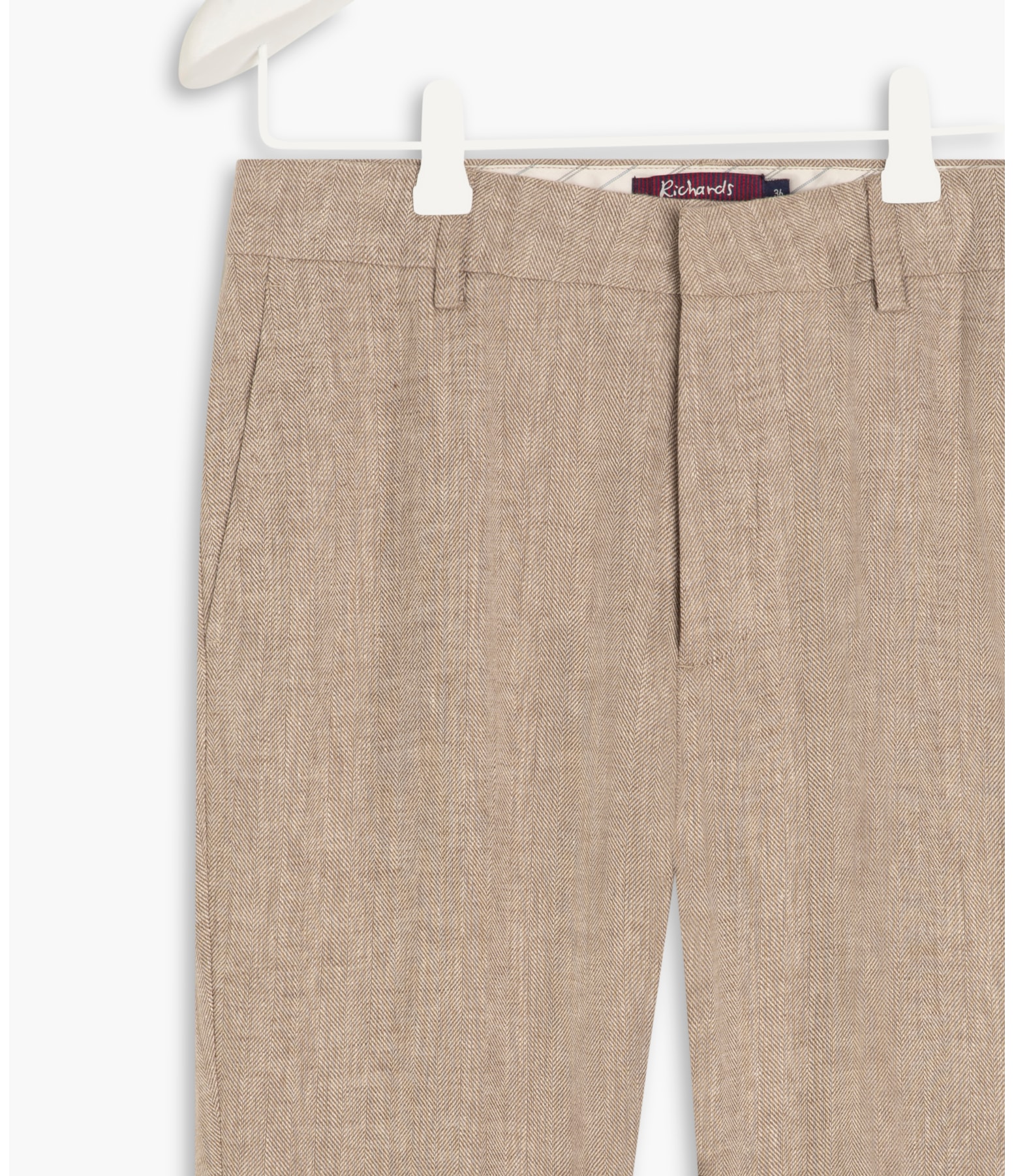 Calça  Puro Linho Marseille Fishbone Caqui