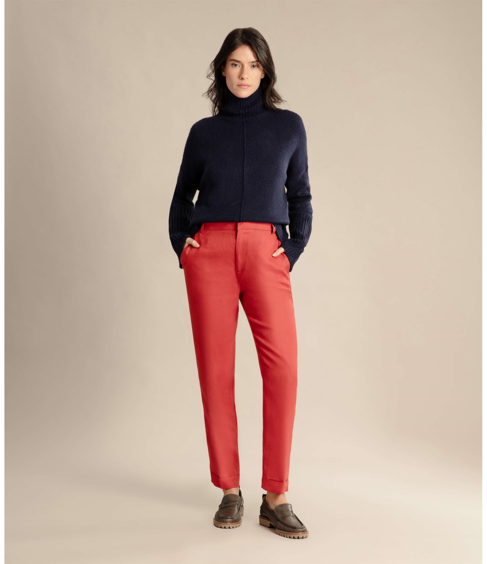 Calça  Puro Linho  Maseille  Vermelho