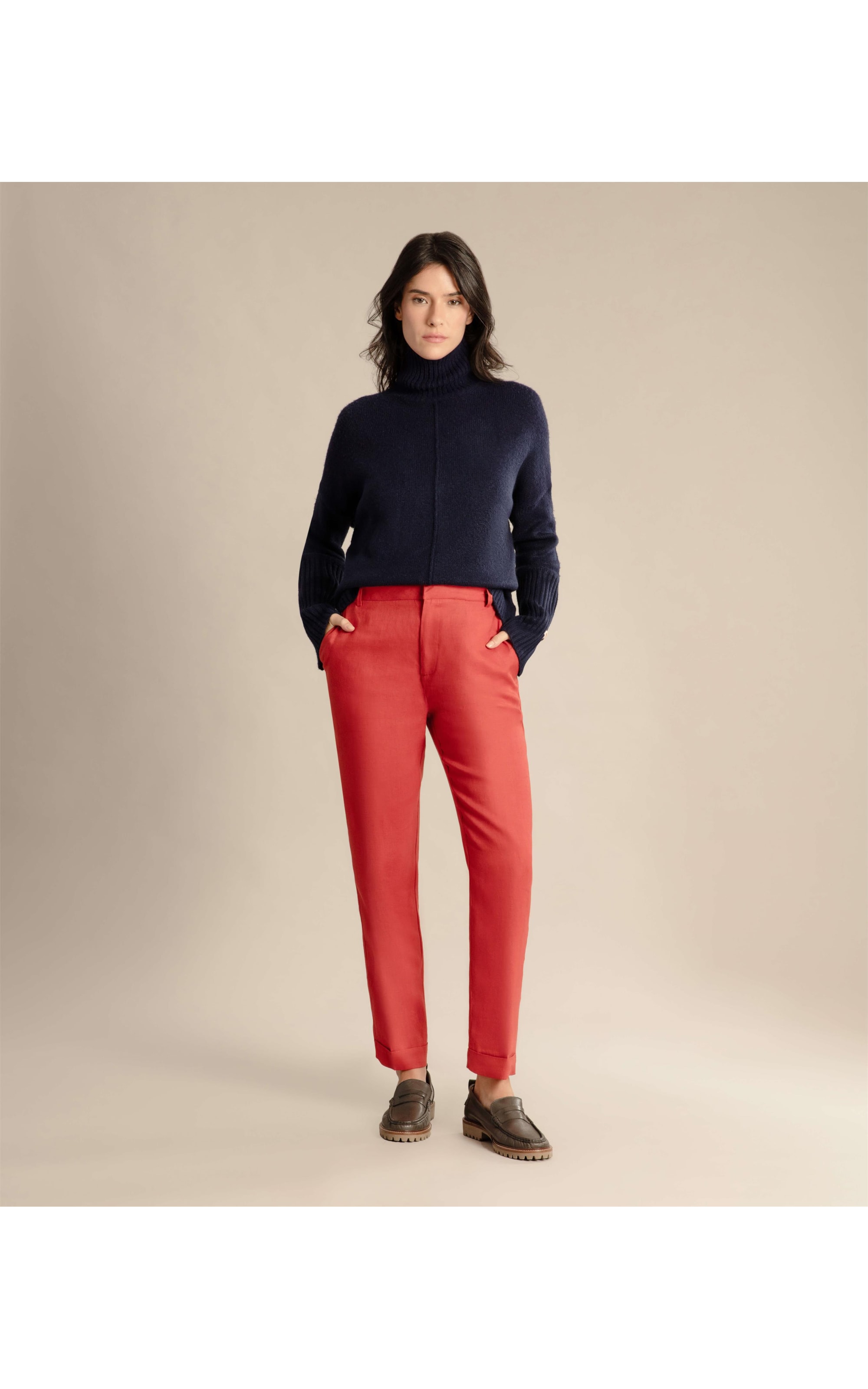 Calça  Puro Linho  Maseille  Vermelho