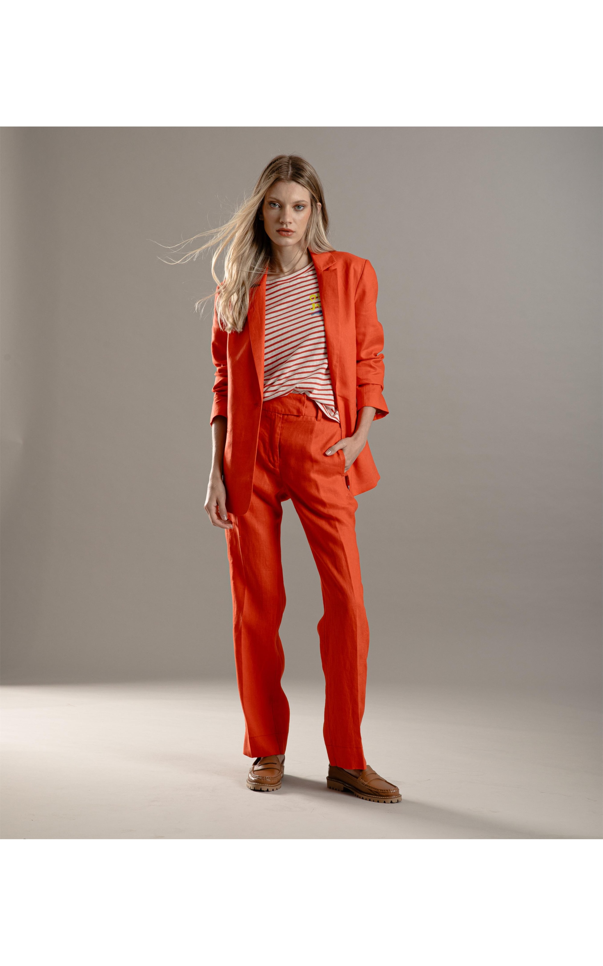 Calça  Puro Linho  Riva Vermelho