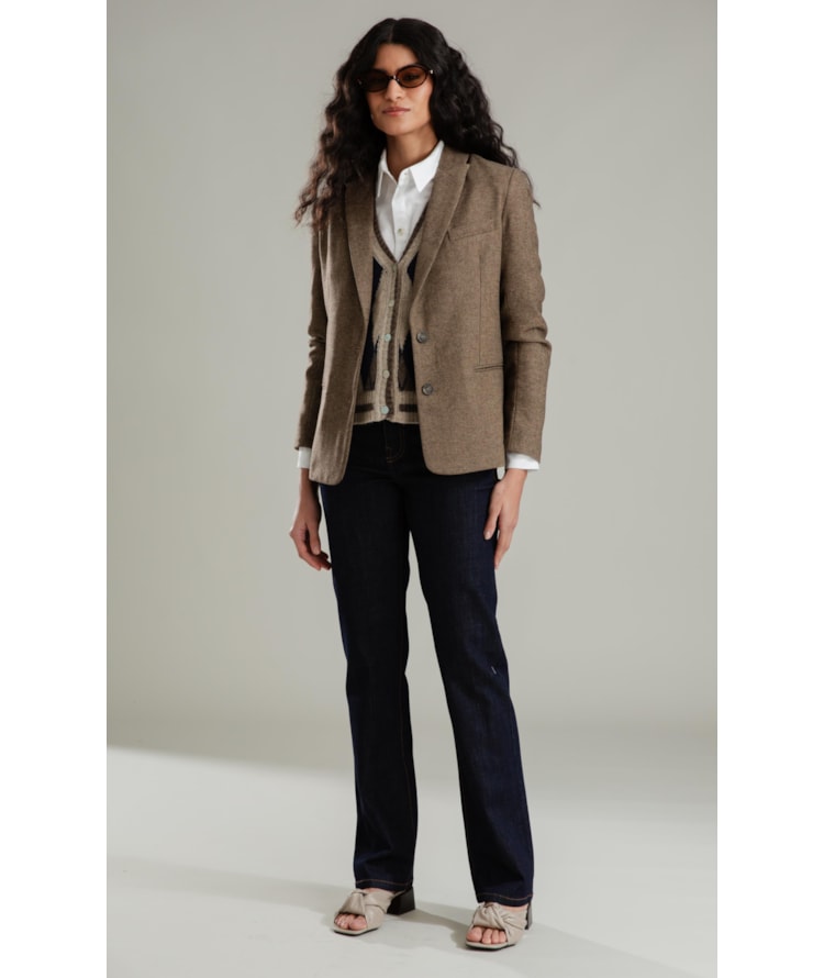 Calca Reta 5 Pockets Visco Indigo Ocre Amaciado