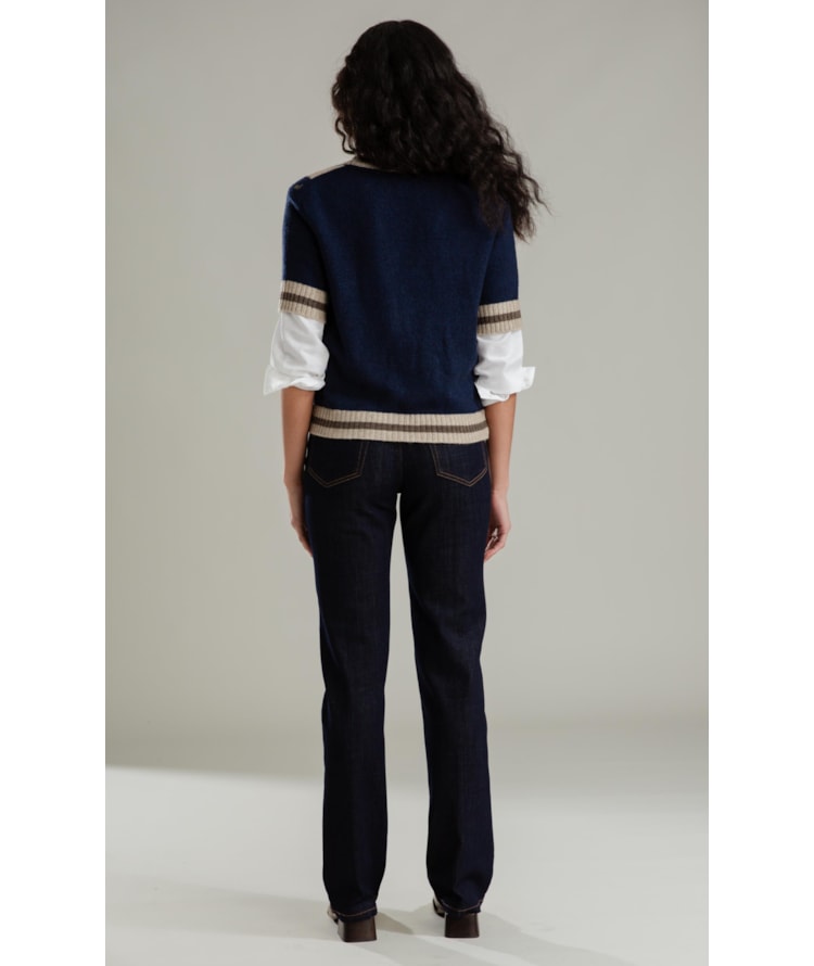 Calca Reta 5 Pockets Visco Indigo Ocre Amaciado