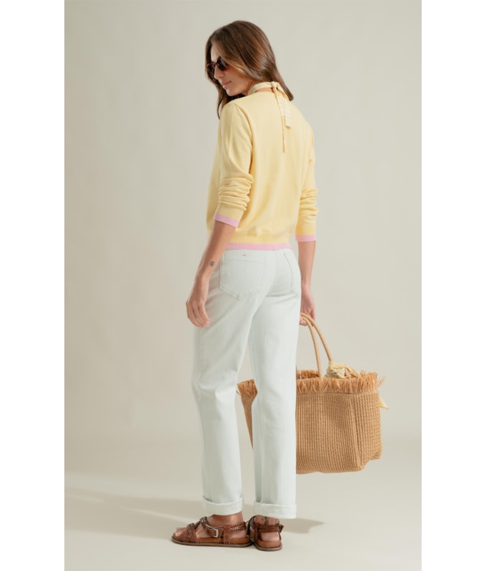 Calça Reta Denim Blue Azul Claro