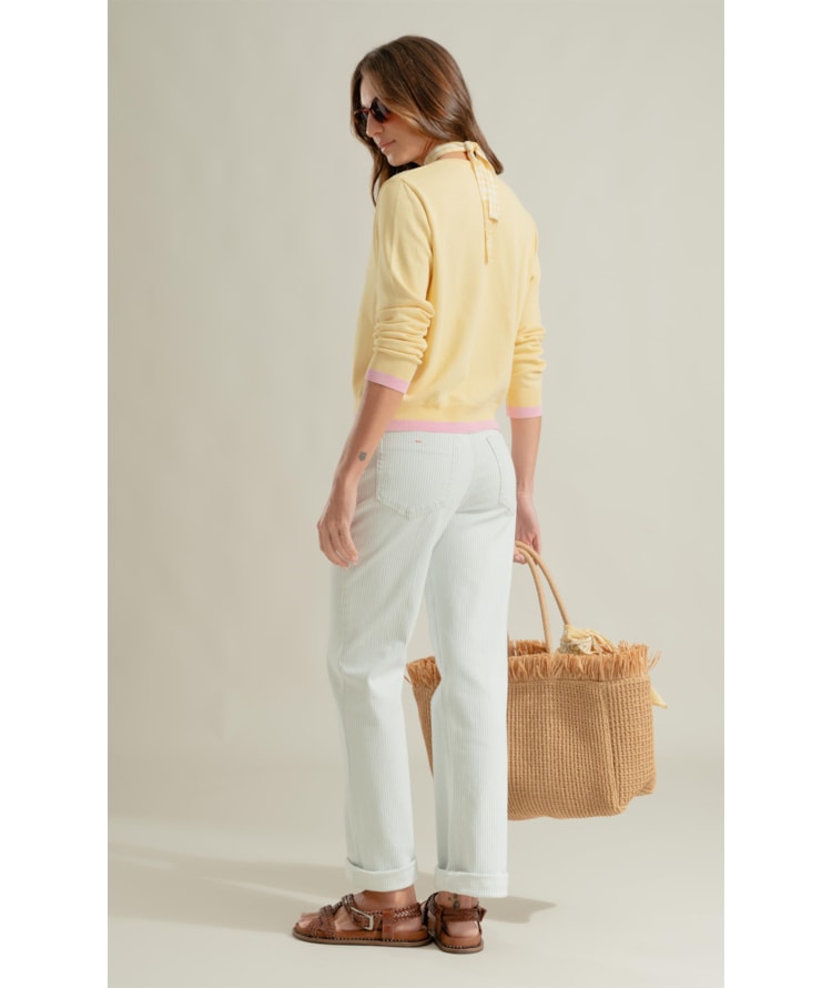 Calça Reta Denim Blue Azul Claro