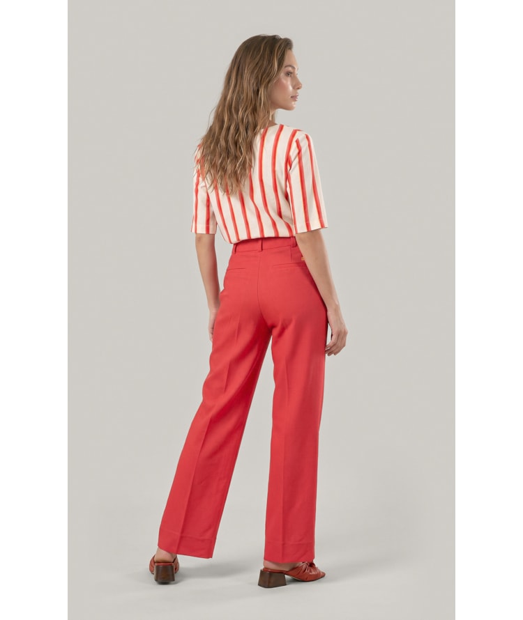 Calca Reta Linho Blend Coral
