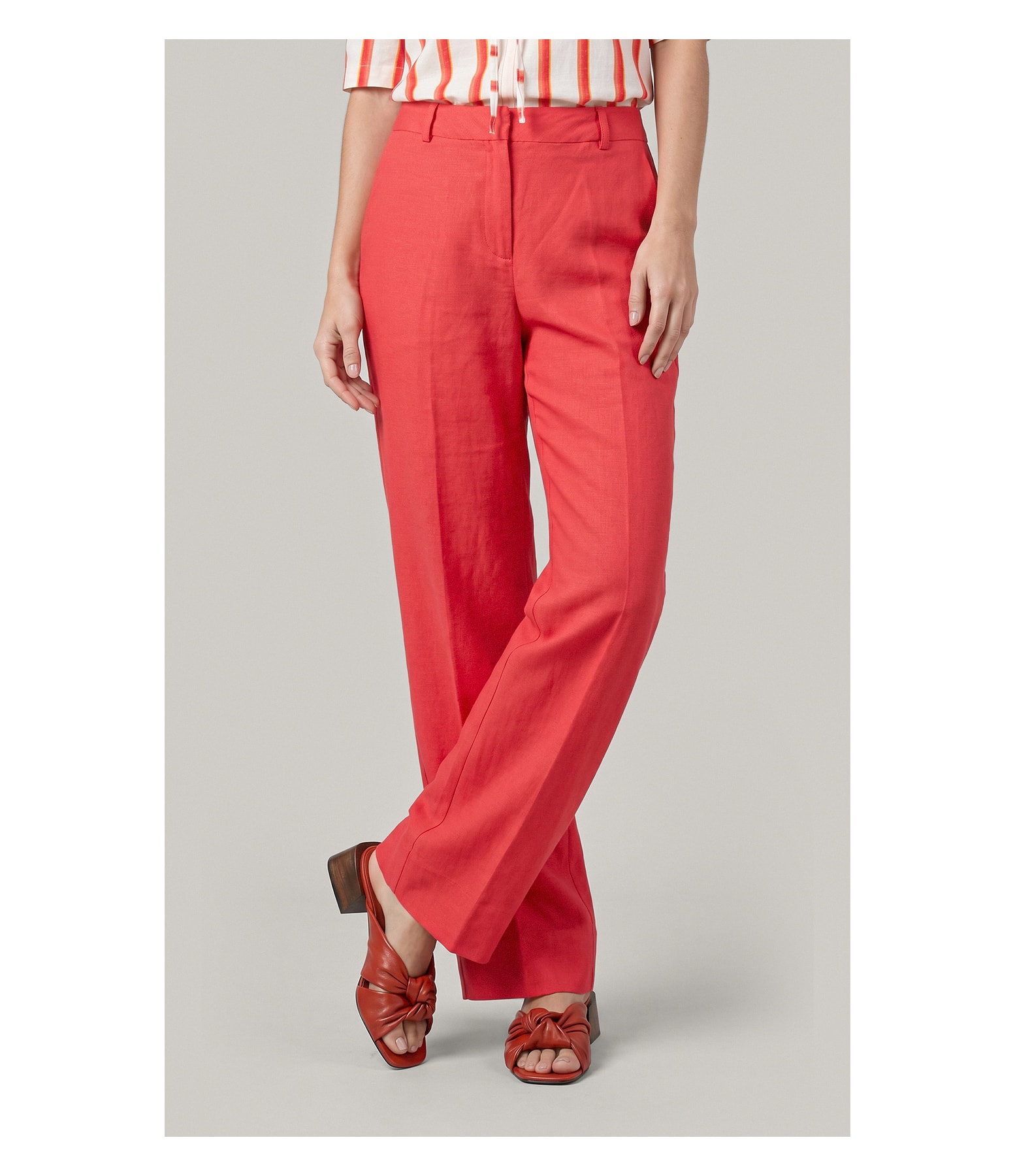 Calca Reta Linho Blend Coral