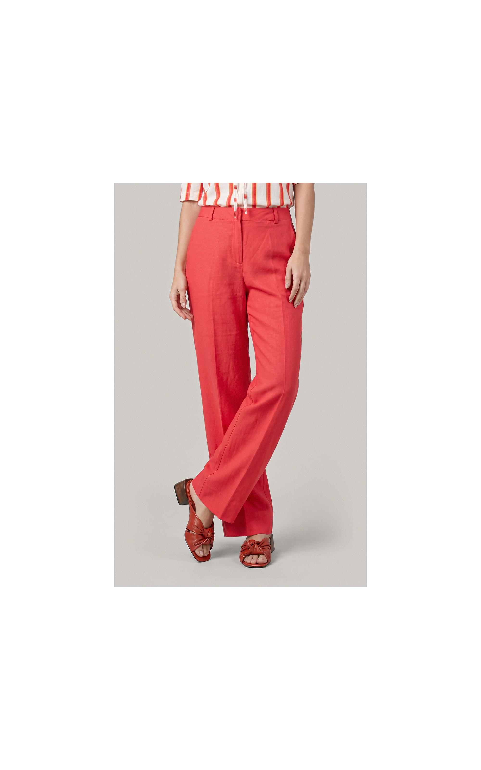 Calca Reta Linho Blend Coral