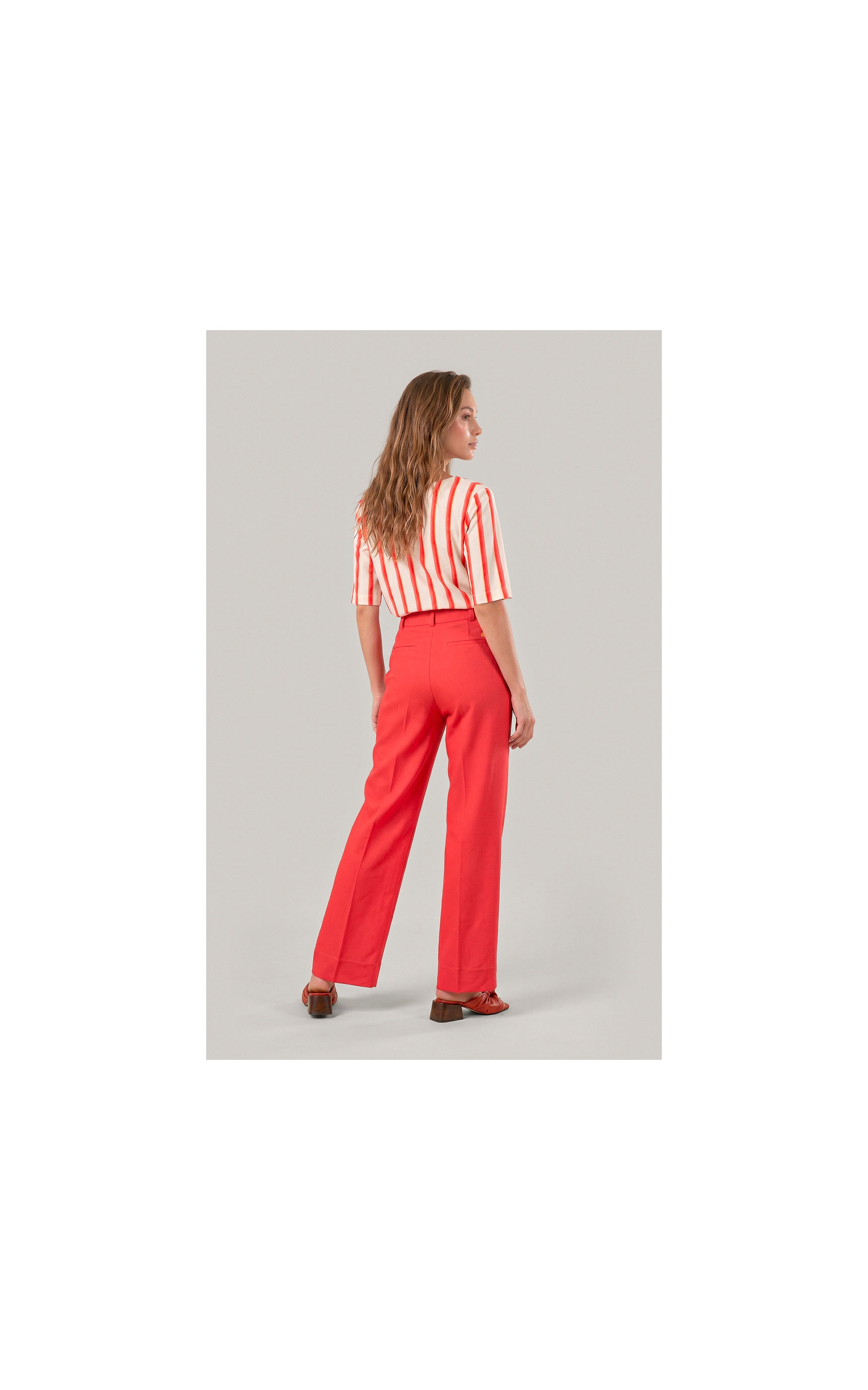 Calca Reta Linho Blend Coral