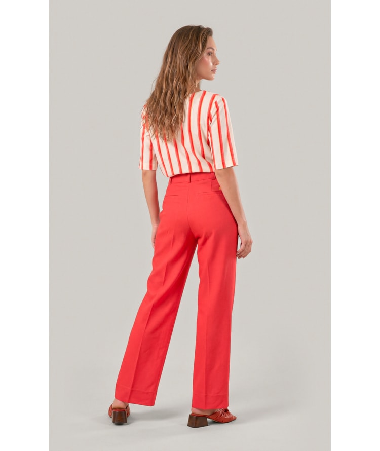Calca Reta Linho Blend Coral