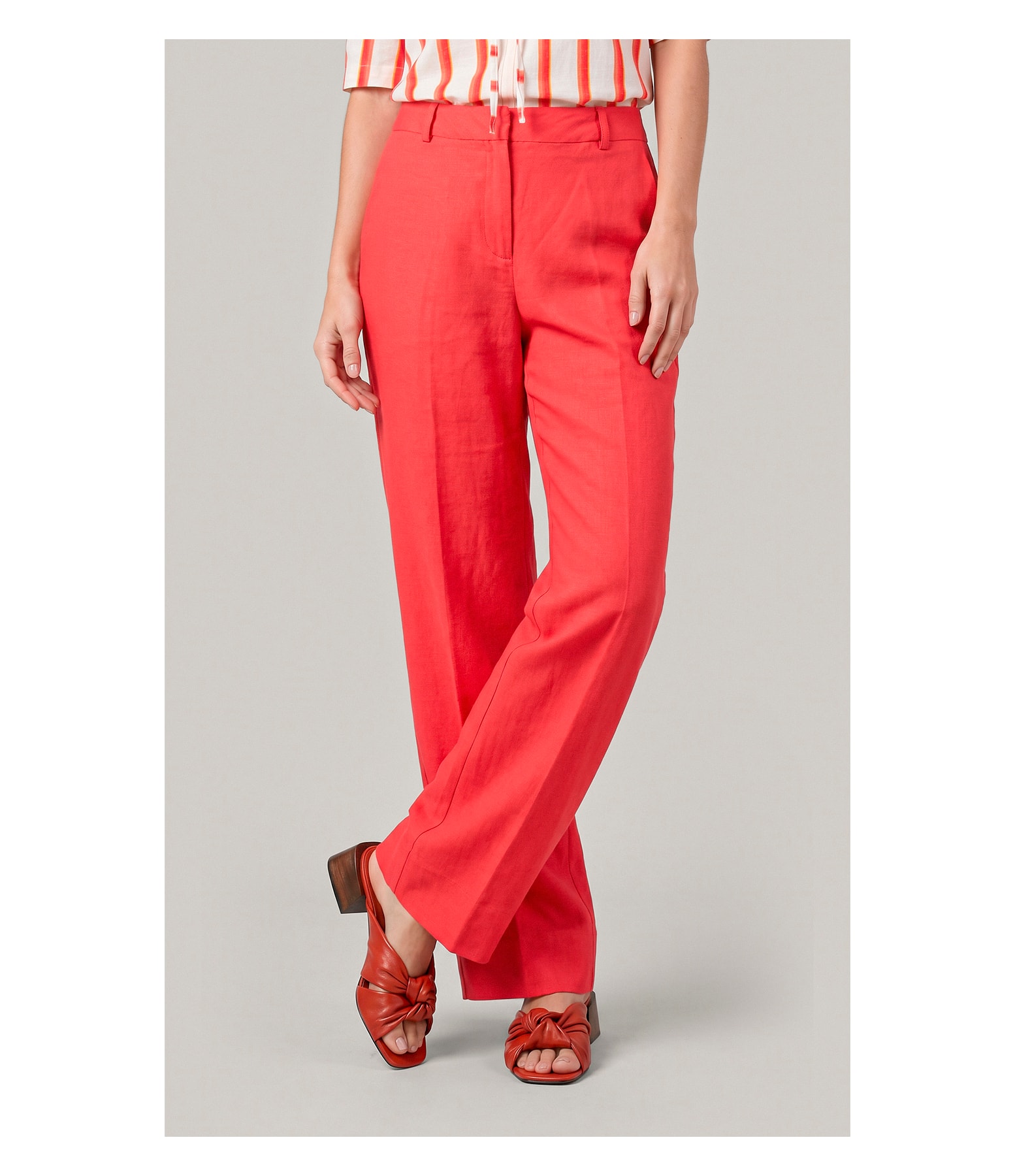 Calca Reta Linho Blend Coral
