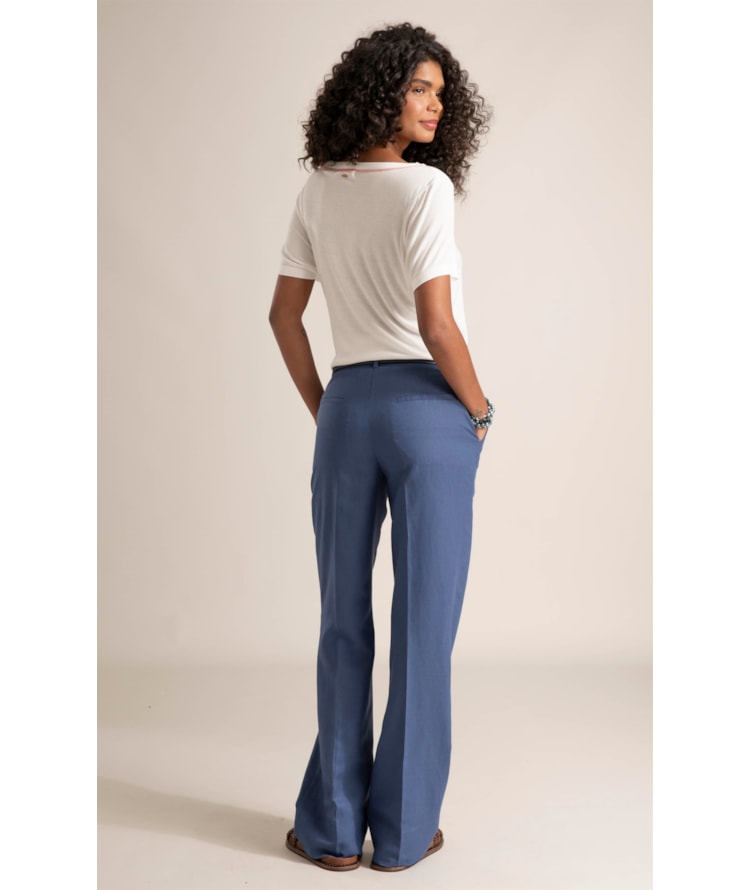 Calca Reta Linho Blend Royal