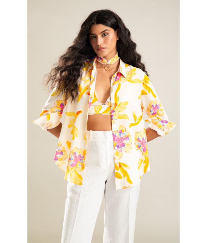 Calça Reta Linho Branco