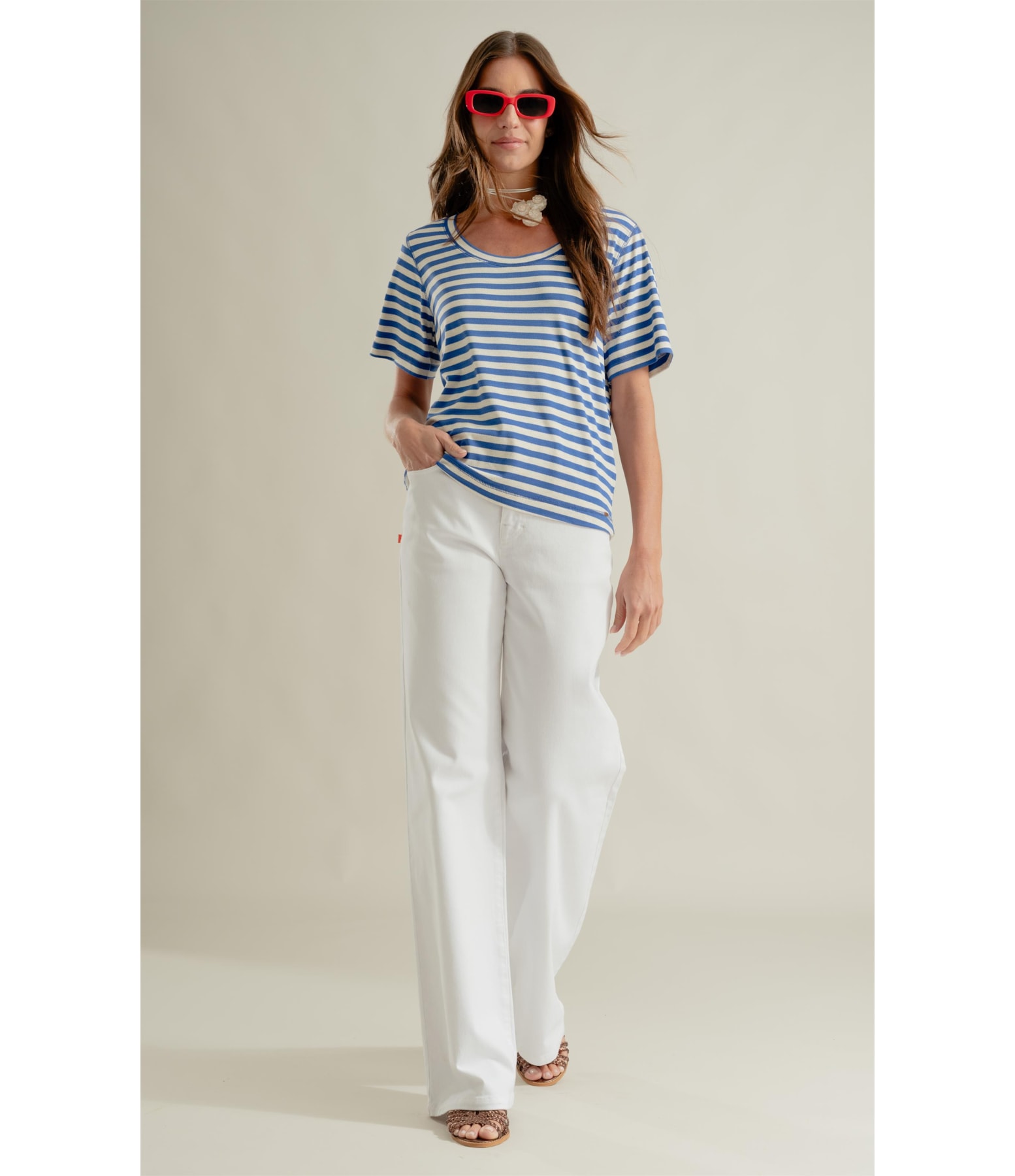 Calça Reta Vintage Denim Lagosta Branco