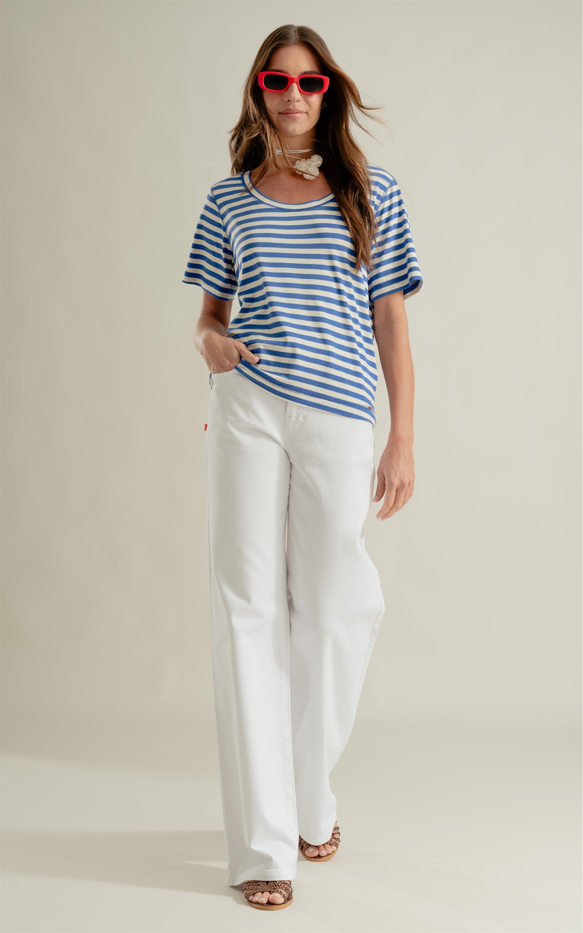 Calça Reta Vintage Denim Lagosta Branco