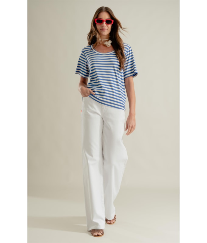 Calça Reta Vintage Denim Lagosta Branco