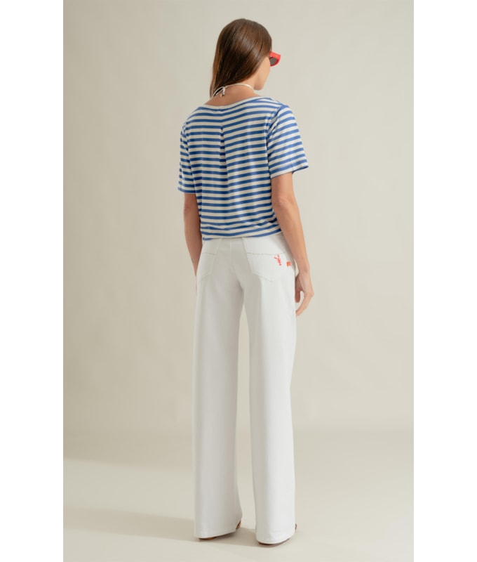 Calça Reta Vintage Denim Lagosta Branco