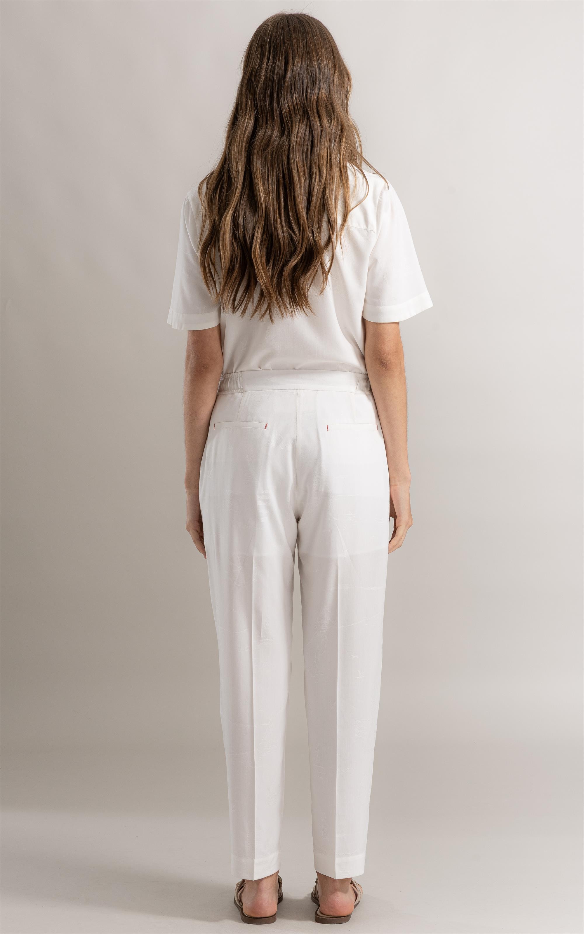 Calça Riviera Carrot Jacquard Sailor Branco