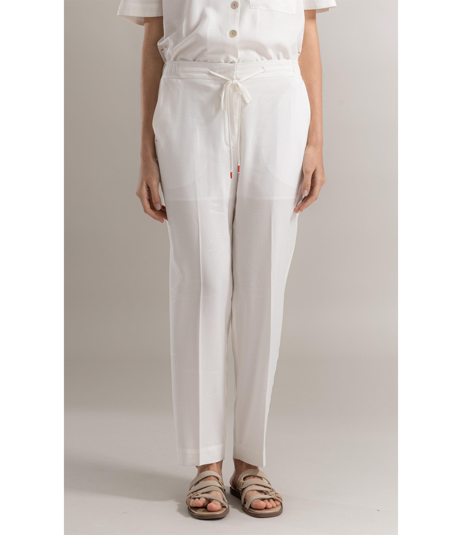 Calça Riviera Carrot Jacquard Sailor Branco
