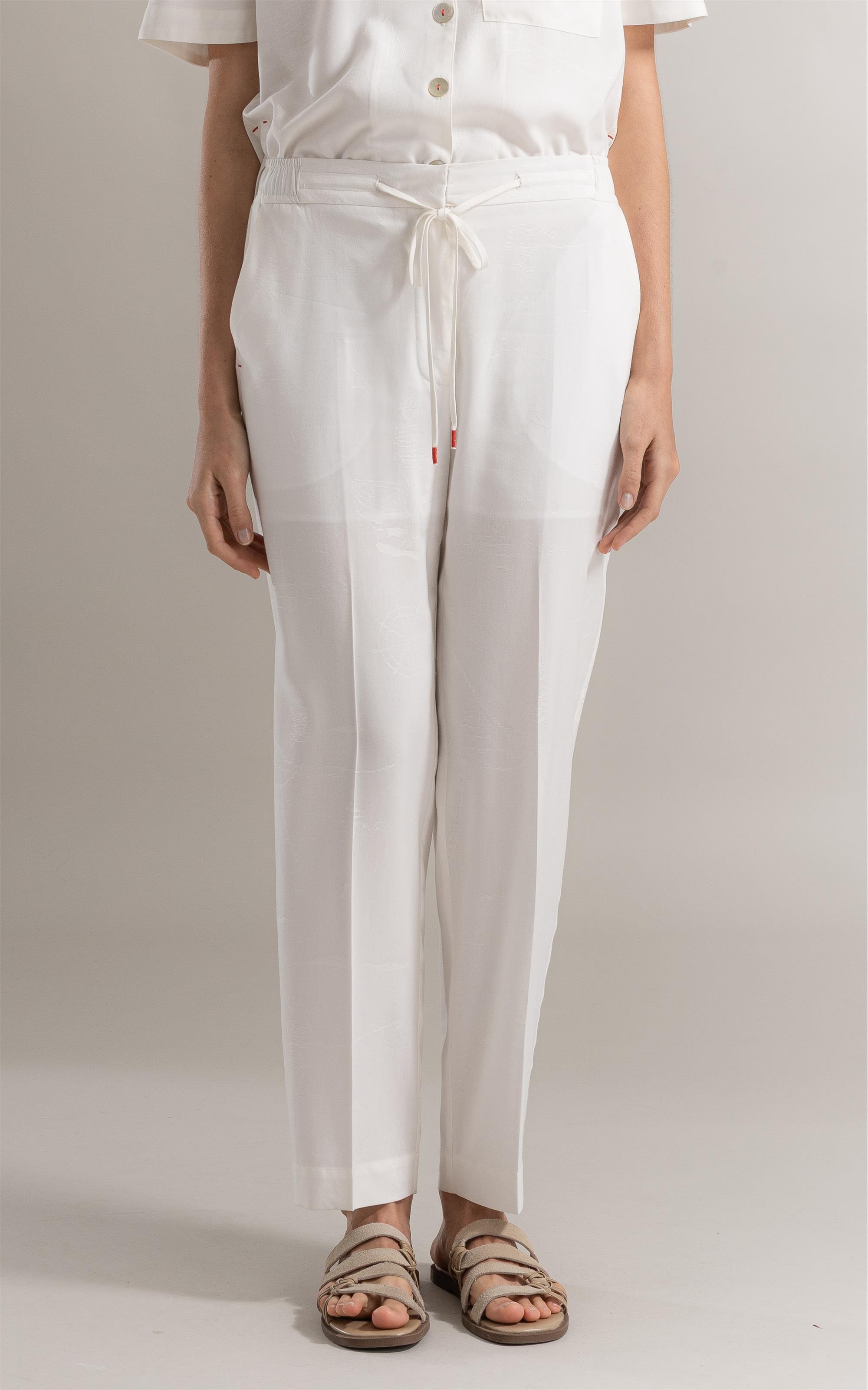 Calça Riviera Carrot Jacquard Sailor Branco