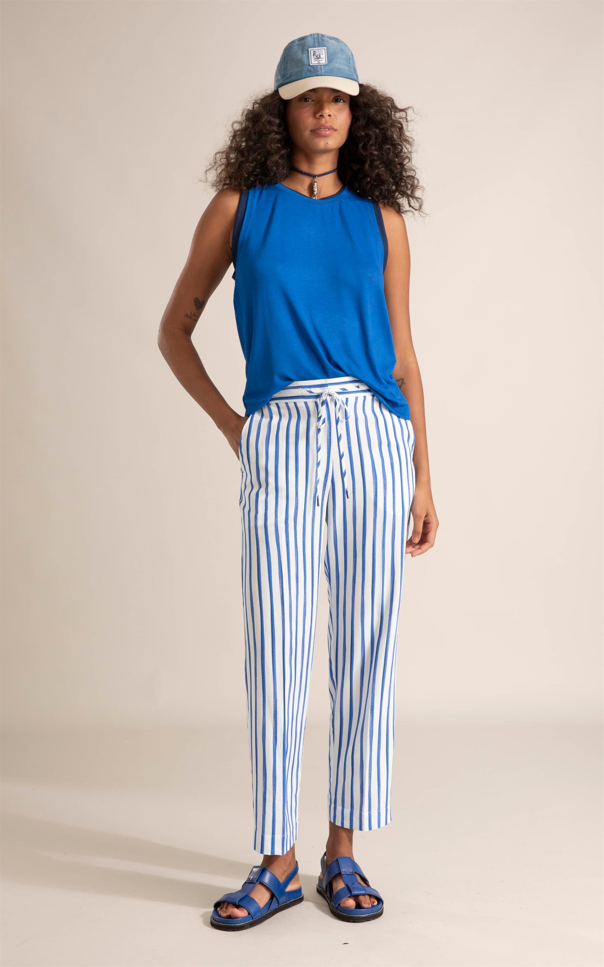 Calça Riviera Carrot Linho Blend Azul Bic