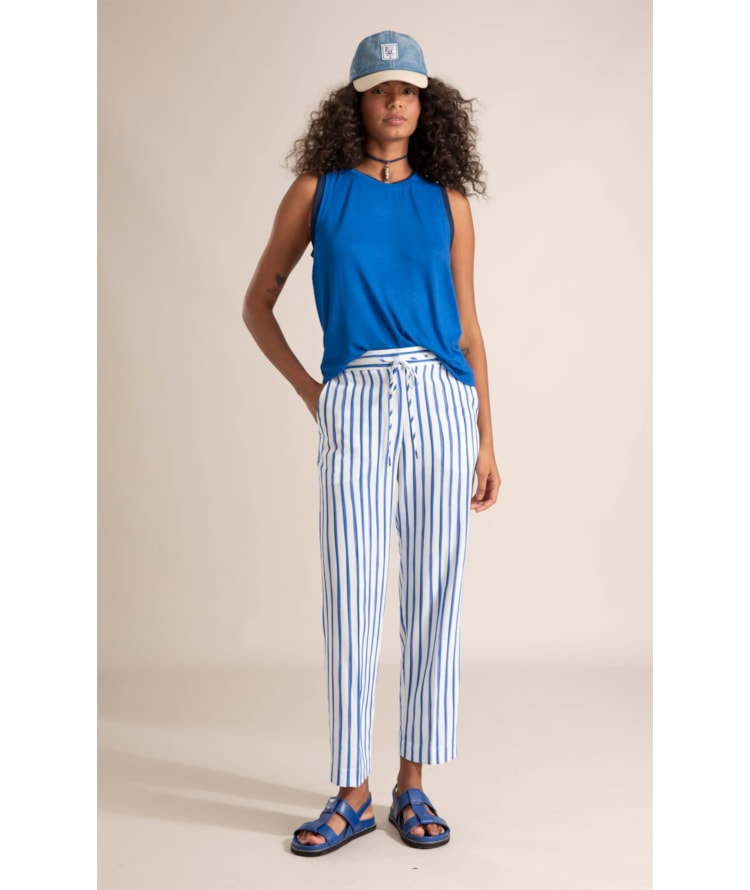 Calça Riviera Carrot Linho Blend Azul Bic